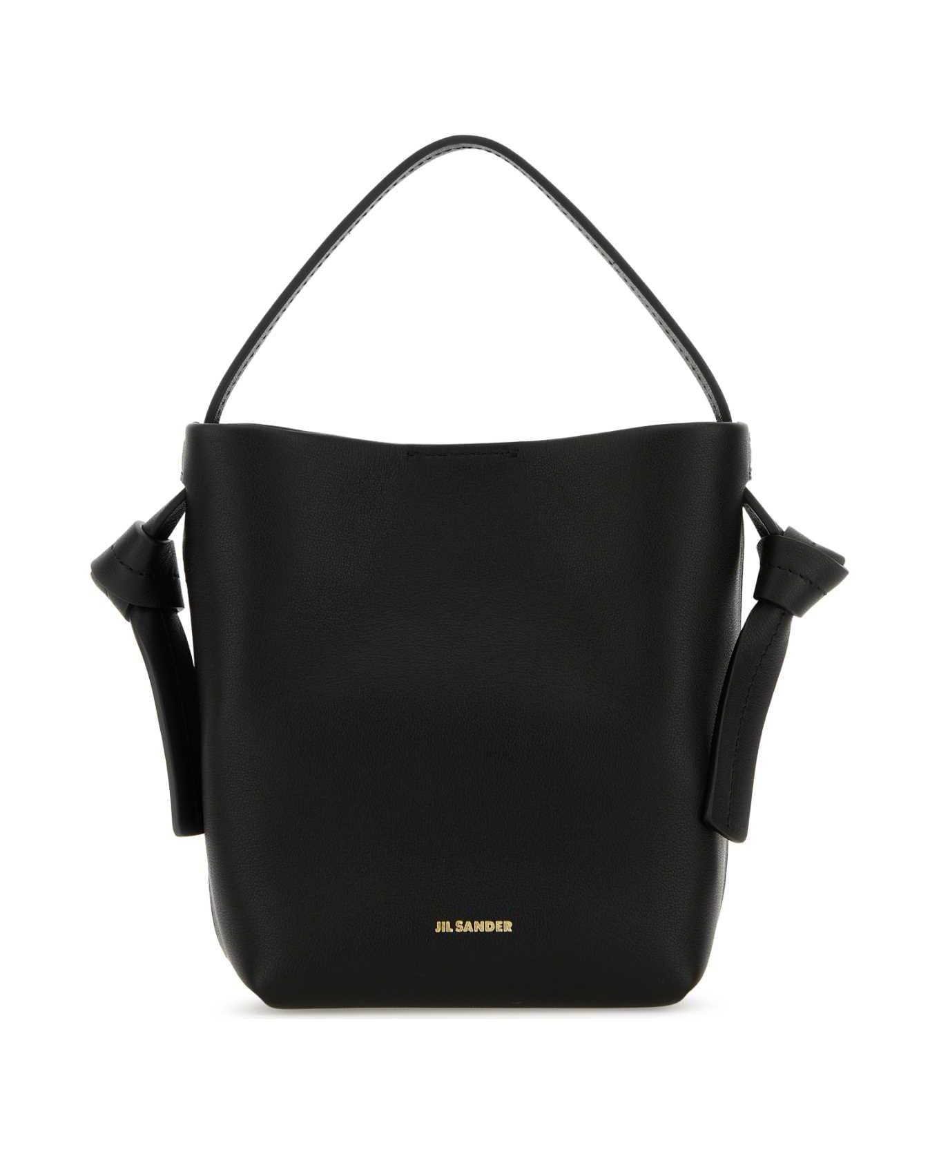 Jil Sander Black Leather Mini Knot Handbag - BLACK