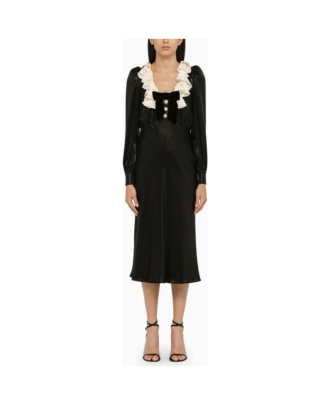 Alessandra Rich Glossy Black Midi Dress - Black
