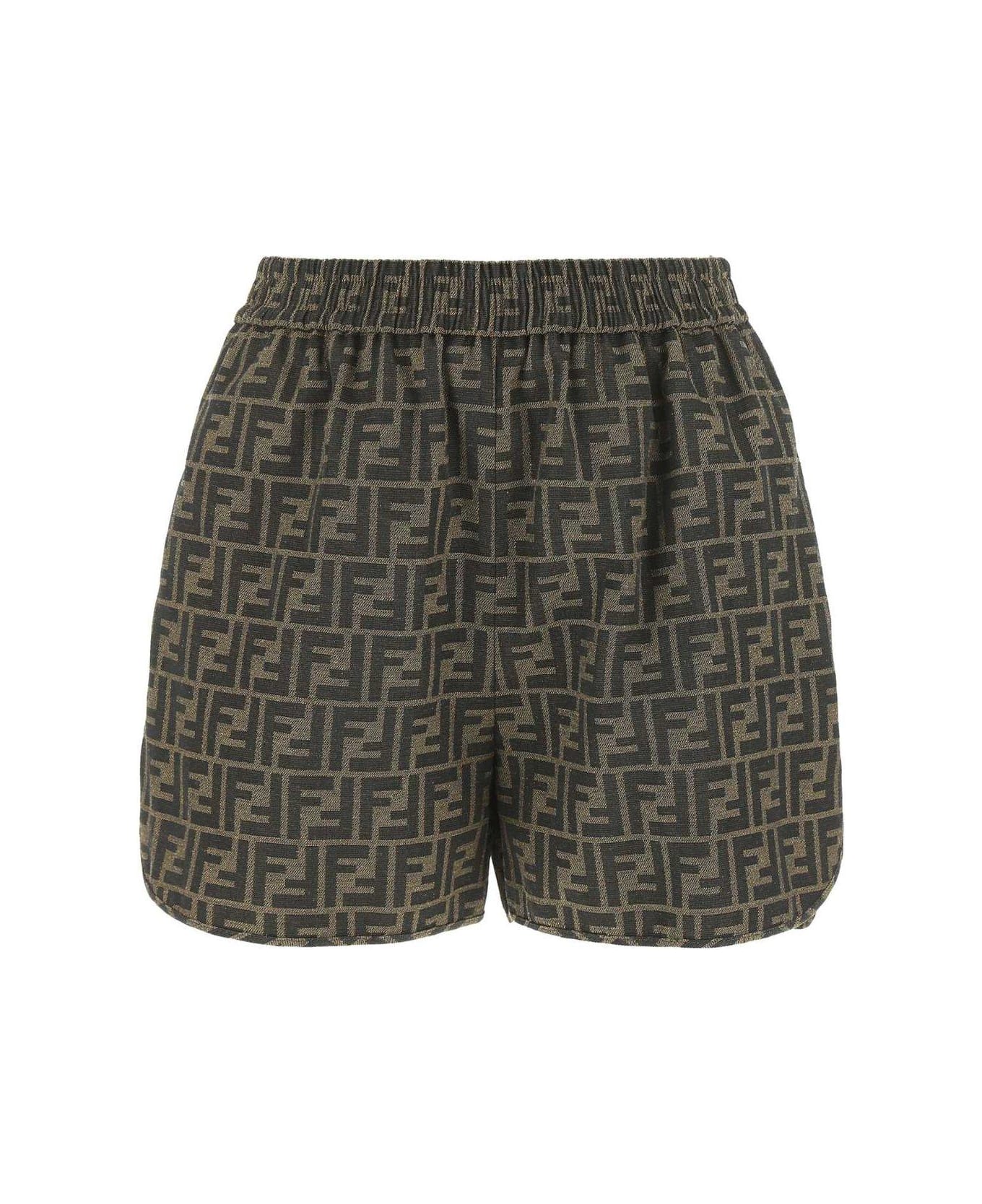 Fendi Ff Logo Cotton-blend Shorts - Tobacco