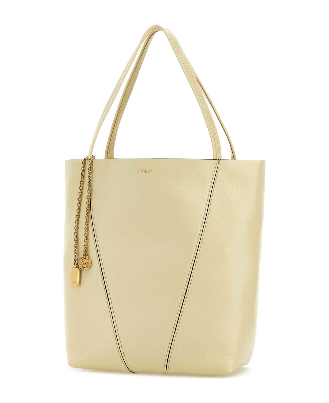 Chloé Pastel Yellow Leather Spin Shopping Bag - QUIETYELLOW