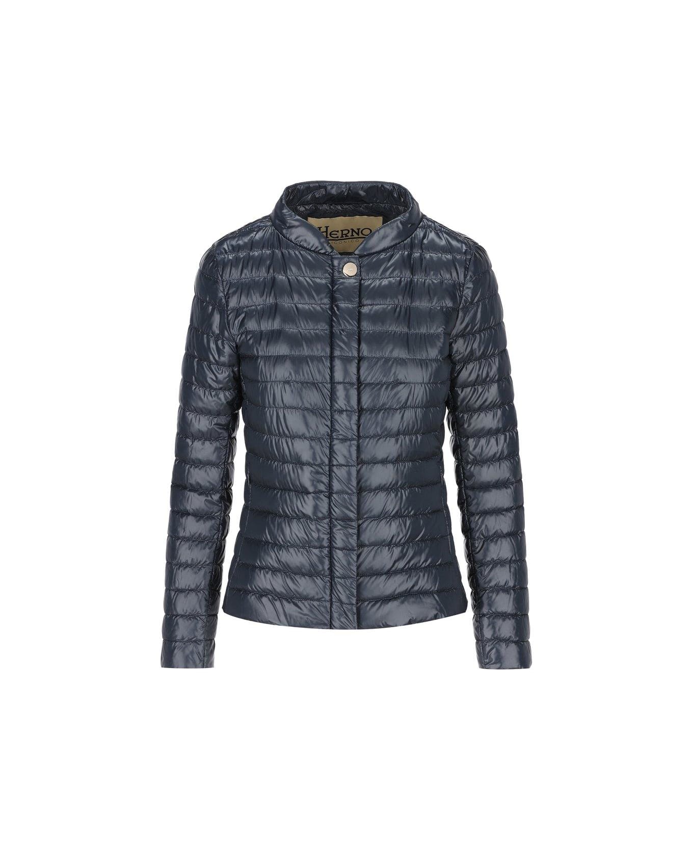 Herno Round Collar Down Jacket - BLUE