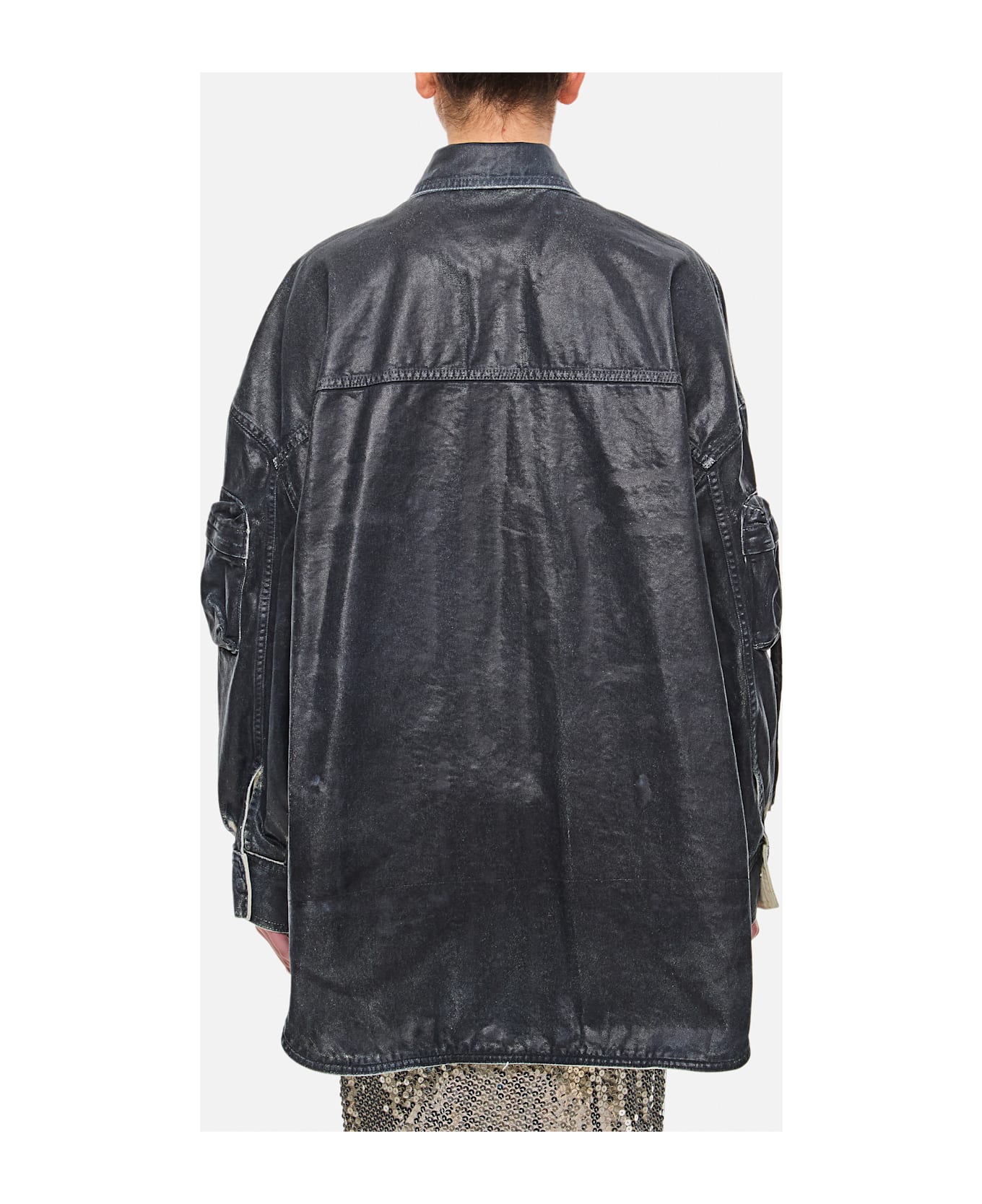 The Attico Mat Coated Canvas Bomber - Blue