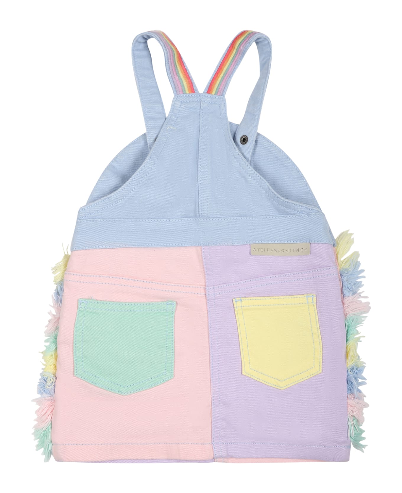 Stella McCartney Kids Multicolor Dungarees For Baby Girl With Patch Logo - Multicolor