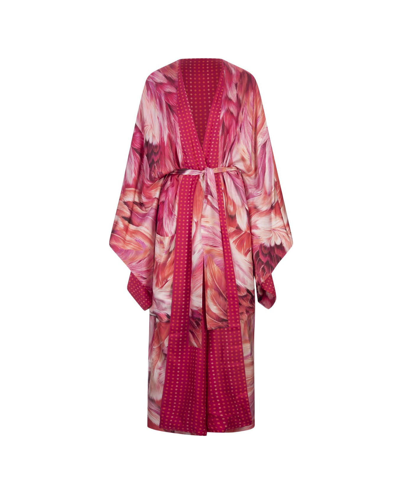 Roberto Cavalli Reversible Long Dress With Pink Plumage Print - Pink ジャンプスーツ