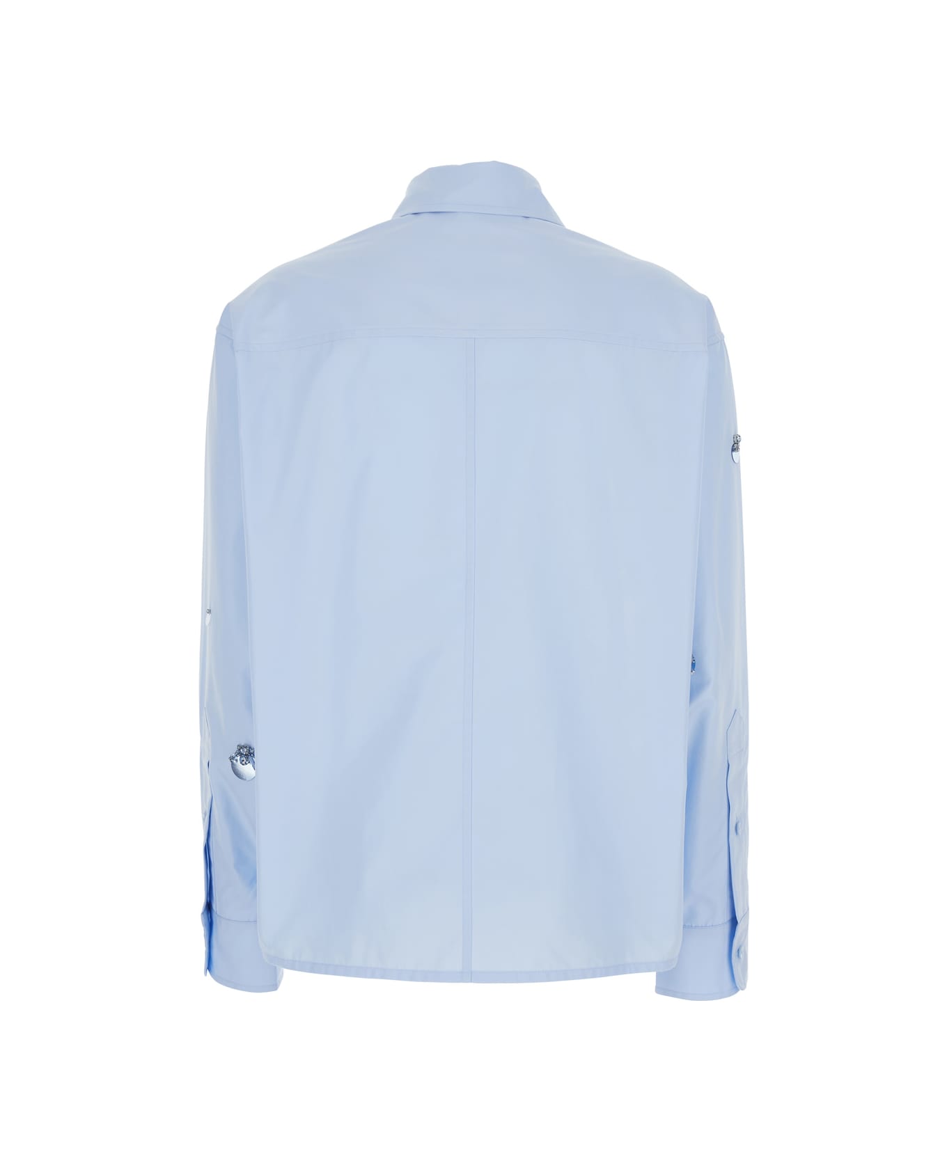 Des Phemmes Light Blue Shirt With Classic Collar And Embellishments On The Front In Cotton Woman - Light blue
