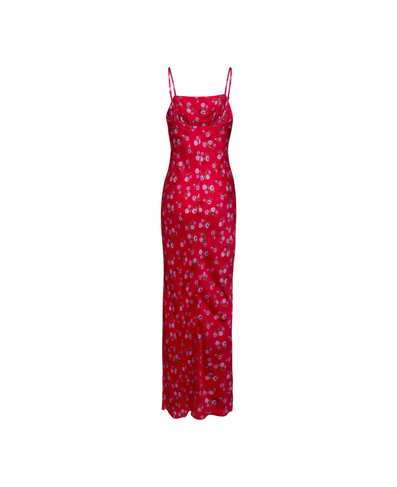 Rotate by Birger Christensen Red Maxi Dress With All-over Floral Print In Viscose Woman - Red ワンピース＆ドレス