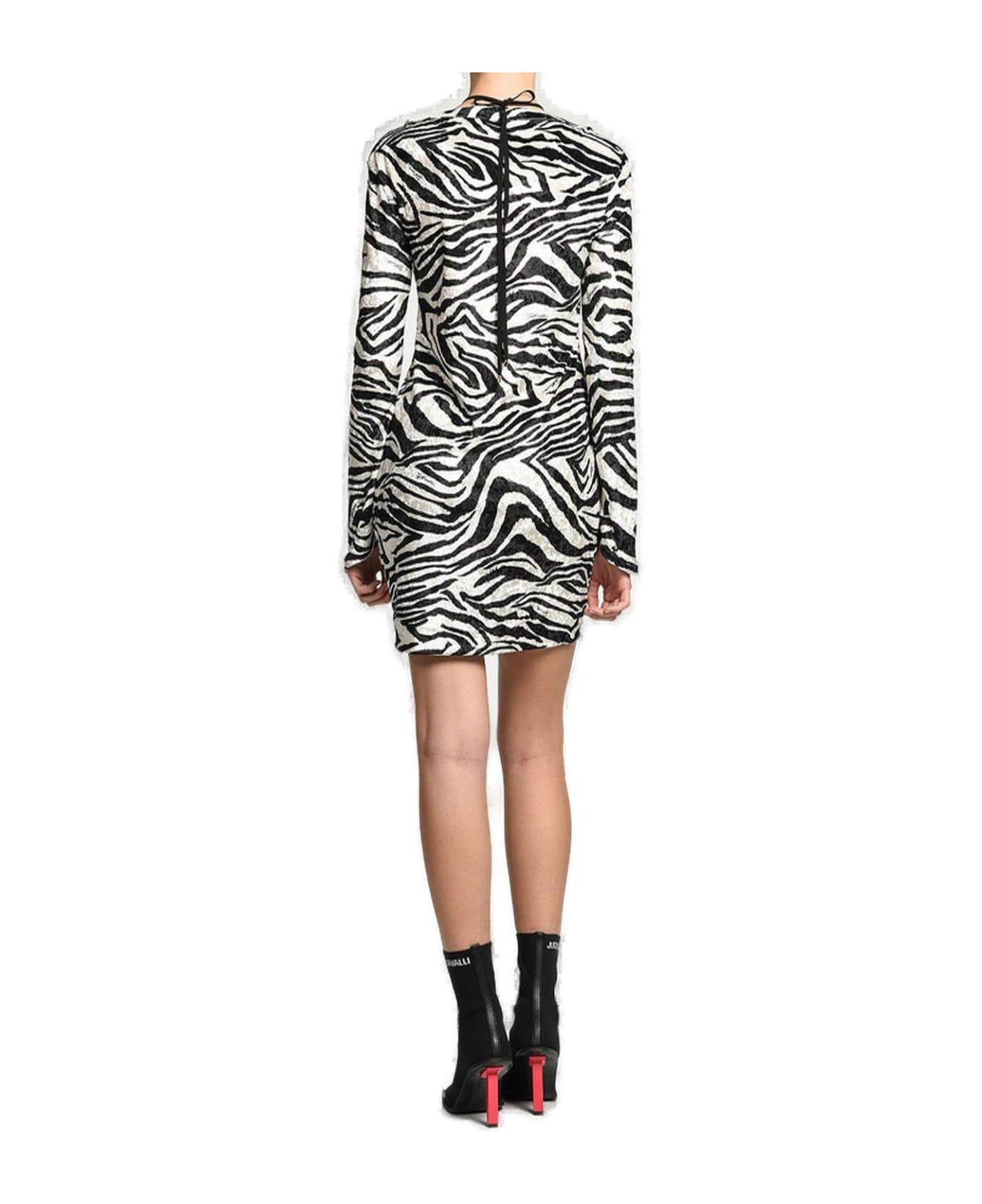 Just Cavalli Zebra-printed Long-sleeved Dress - BLACK ワンピース＆ドレス