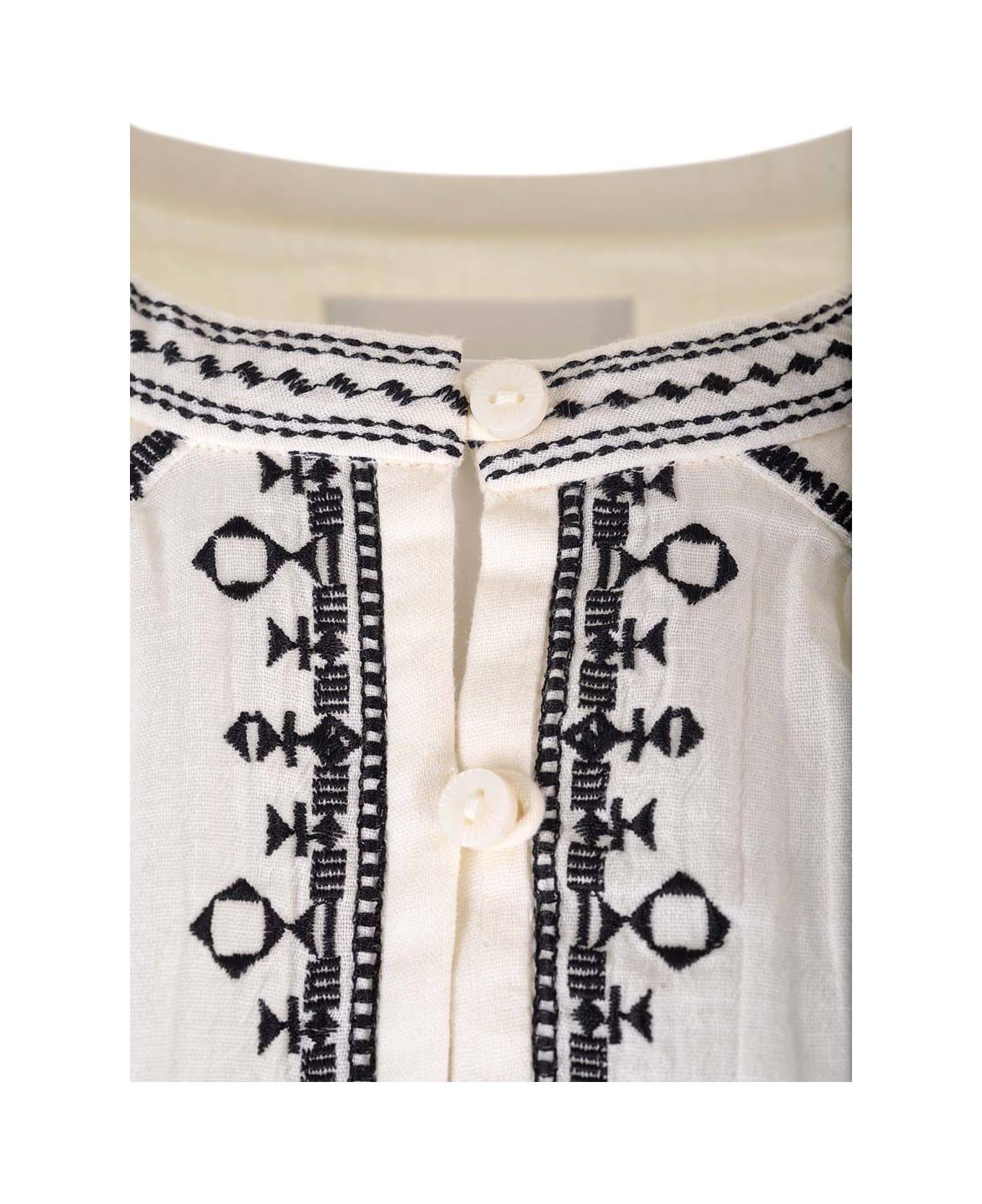 Marant Étoile Embroidered Long-sleeved Dress - White