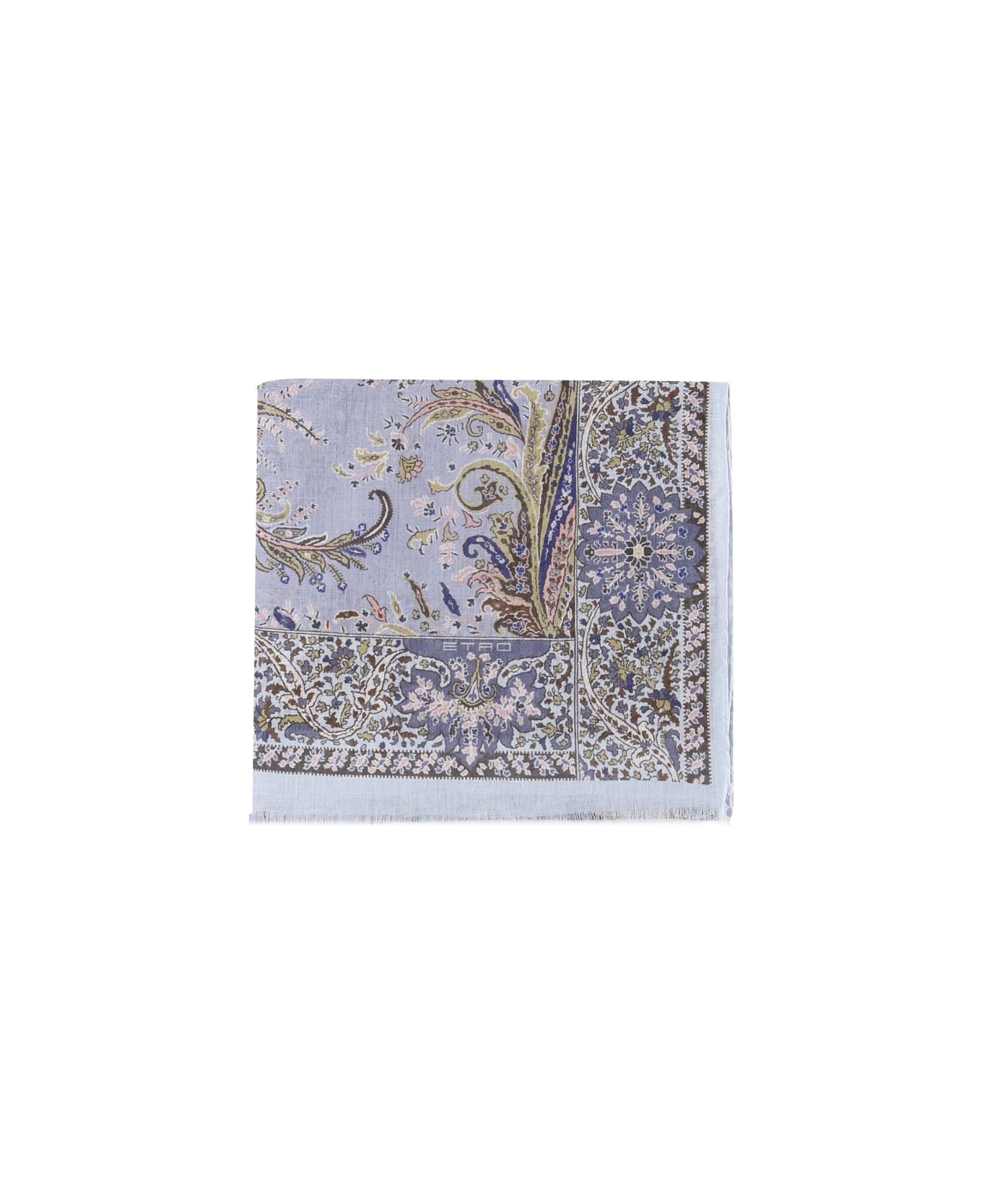Etro Paisley Scarf In Cashmere Blend - Blue