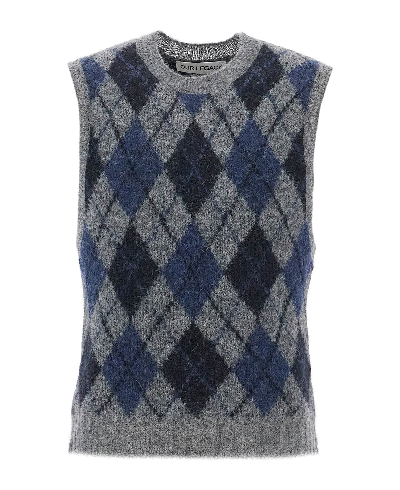 Our Legacy Soft Duke Argyle Formal Knit Vest - SOFT DUKE ARGYLE (Grey)