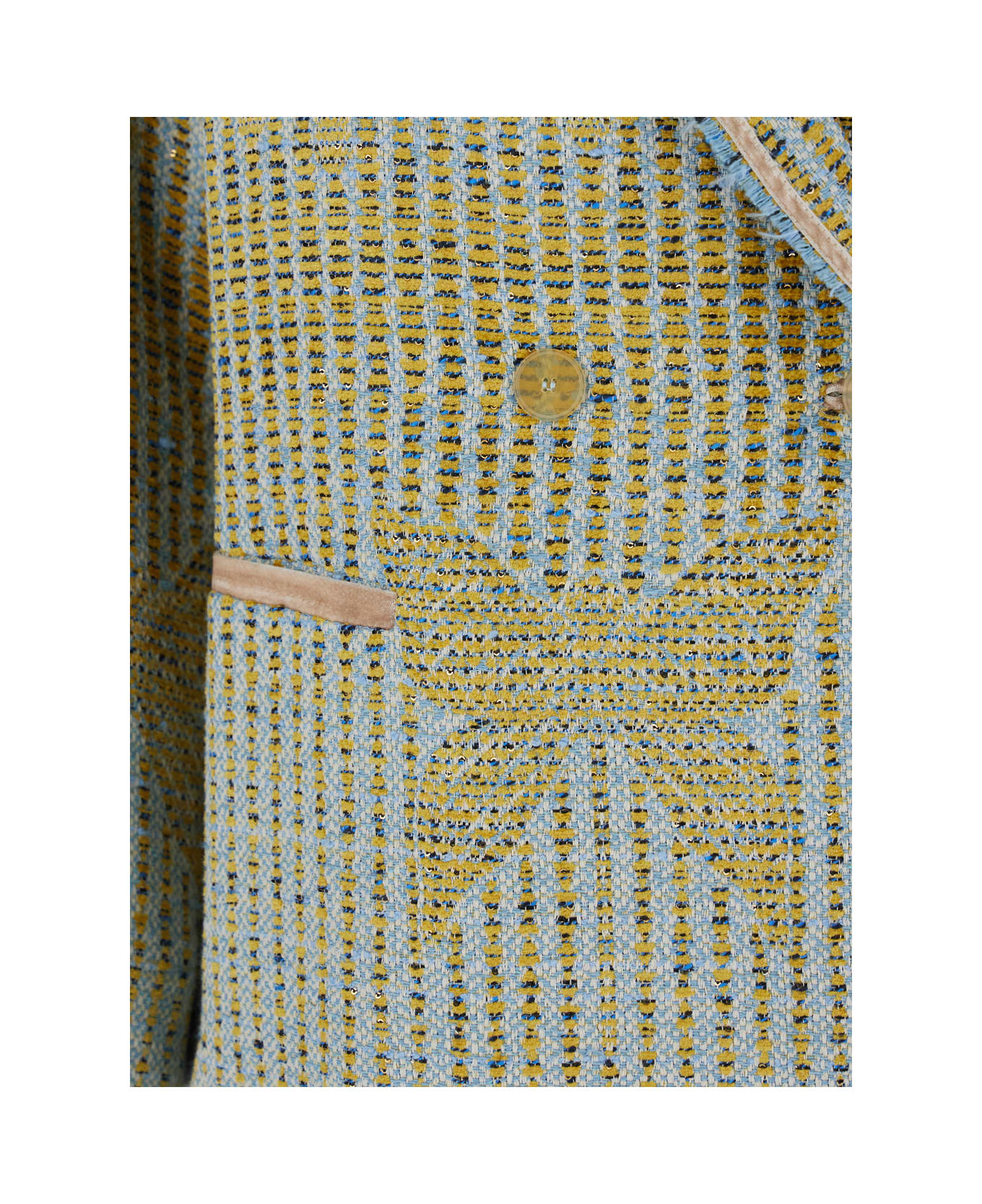 Forte_Forte Yellow Jacket With All-over Pattern And Frayed Edges In Cotton Blend Woman - Yellow