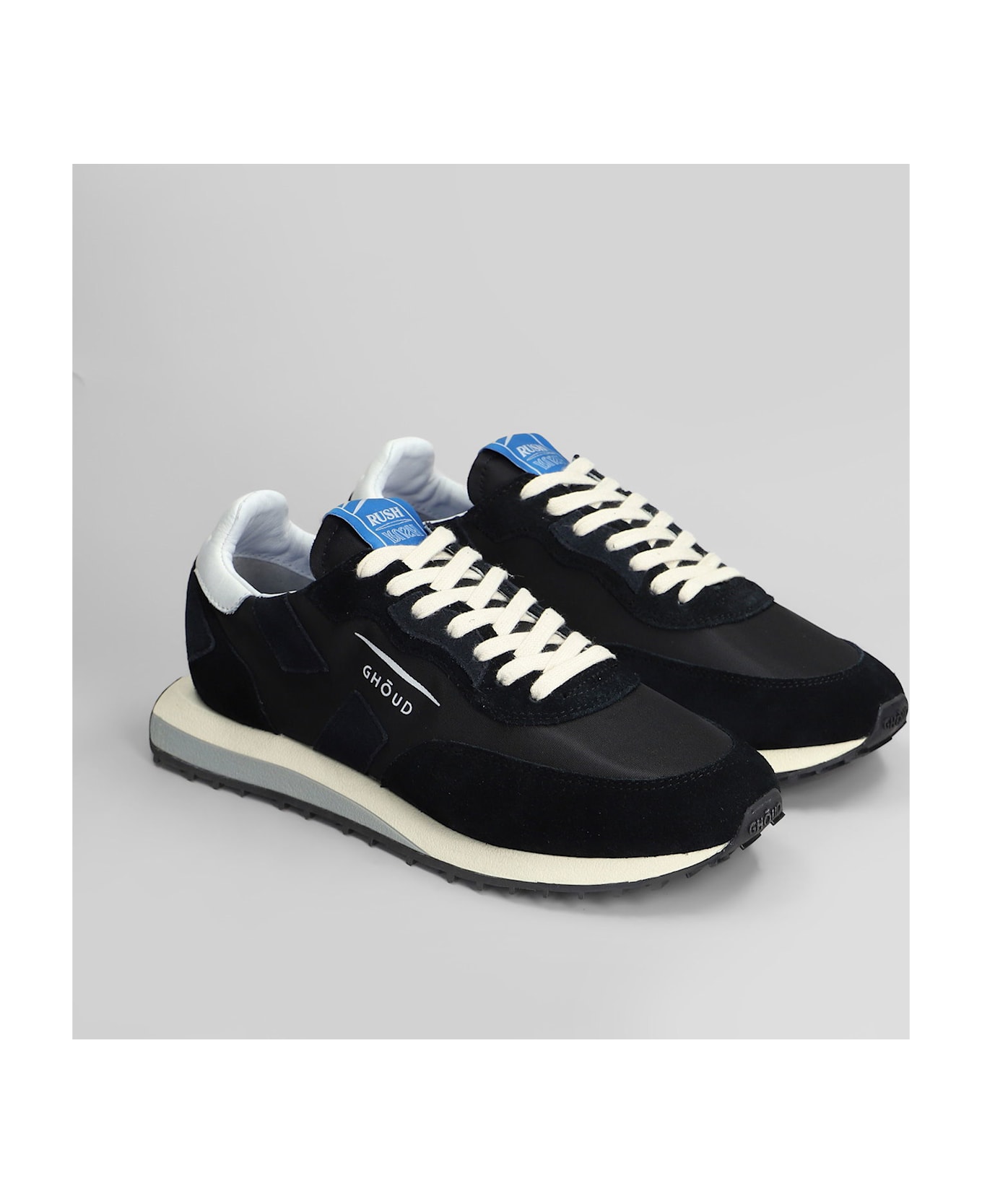 GHOUD Rush Low Sneakers In Black Suede And Fabric - black
