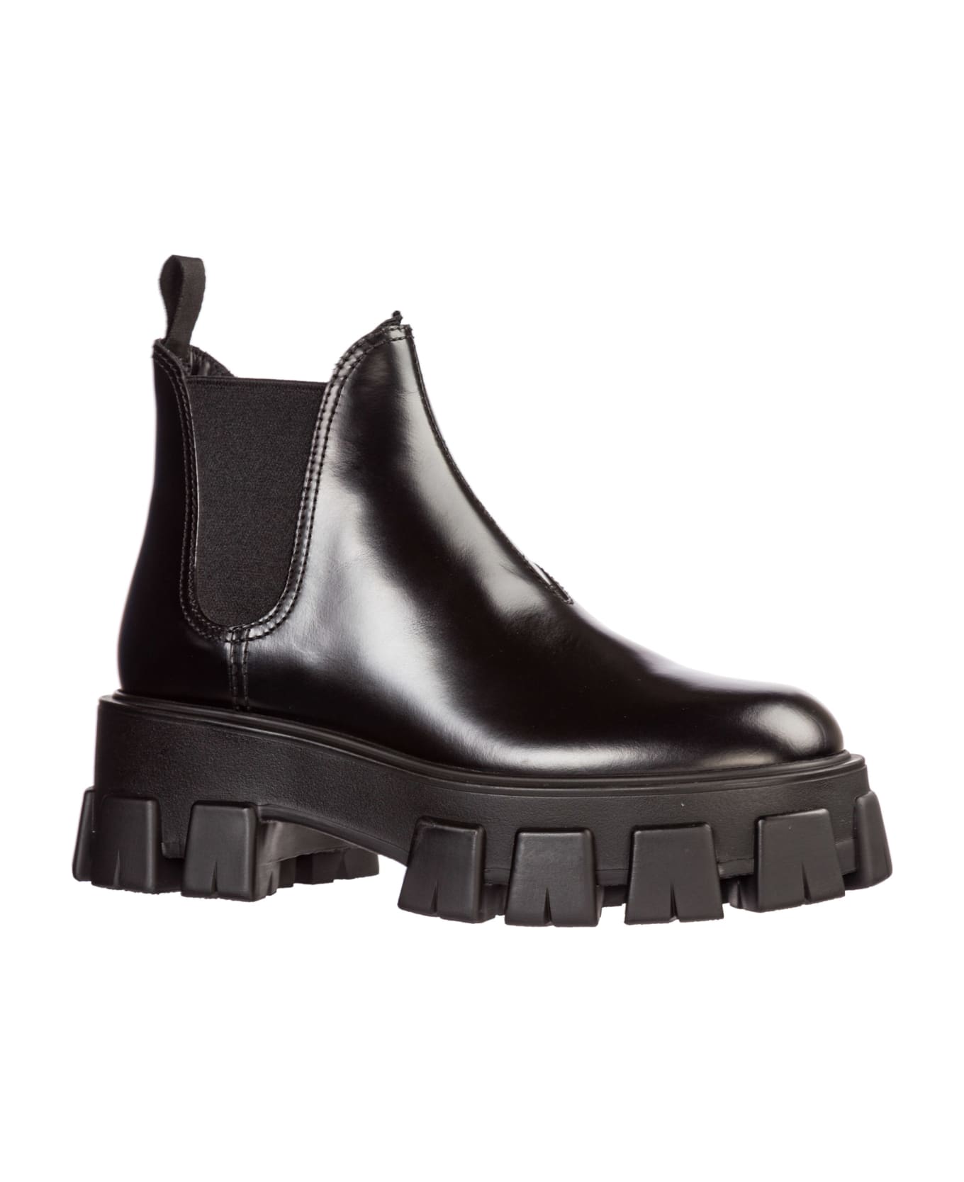 Prada Leather Heel Ankle Boots Booties Monolith | italist, ALWAYS LIKE ...