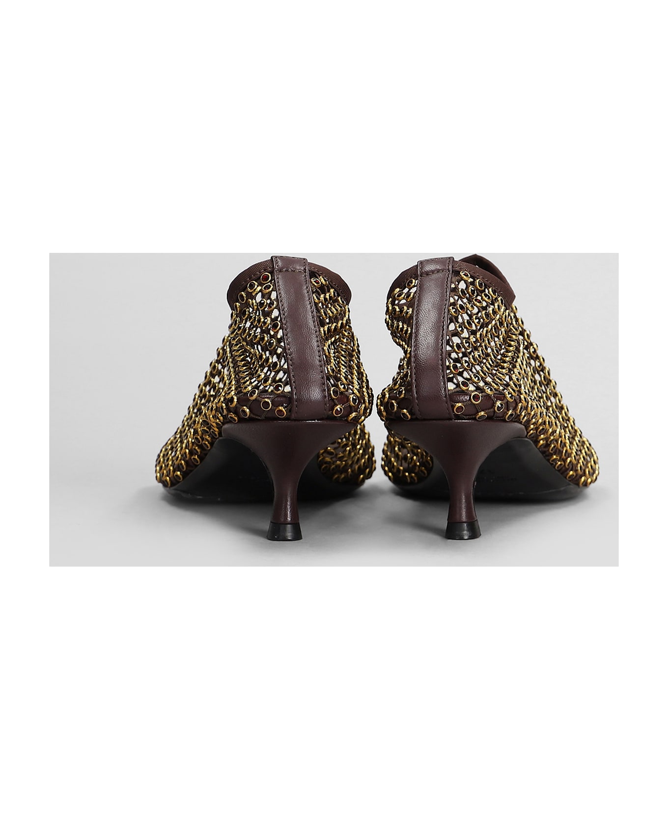 Christopher Esber Minette Crystal Micr Low Heels Ankle Boots In Brown Nylon - brown