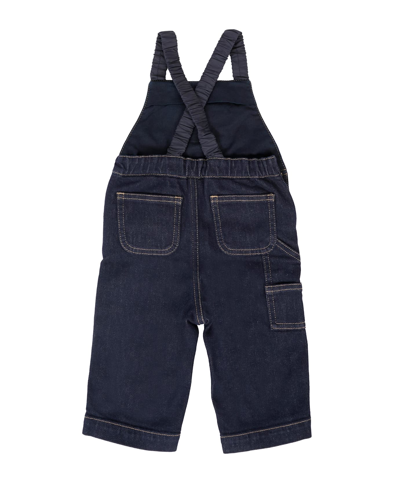 Moncler Denim Dungarees For Baby Boy With Logo - Denim コート＆ジャケット