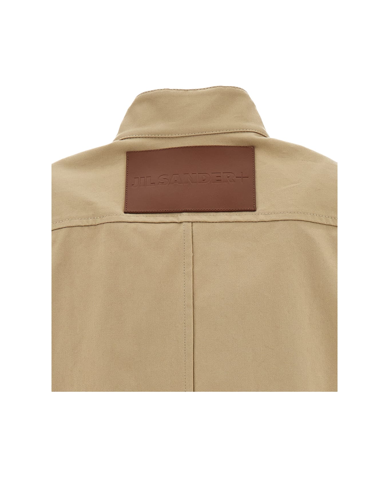 Jil Sander Beige Jacket With Leather Logo Patch In Cotton Canvas Woman - Beige ジャケット