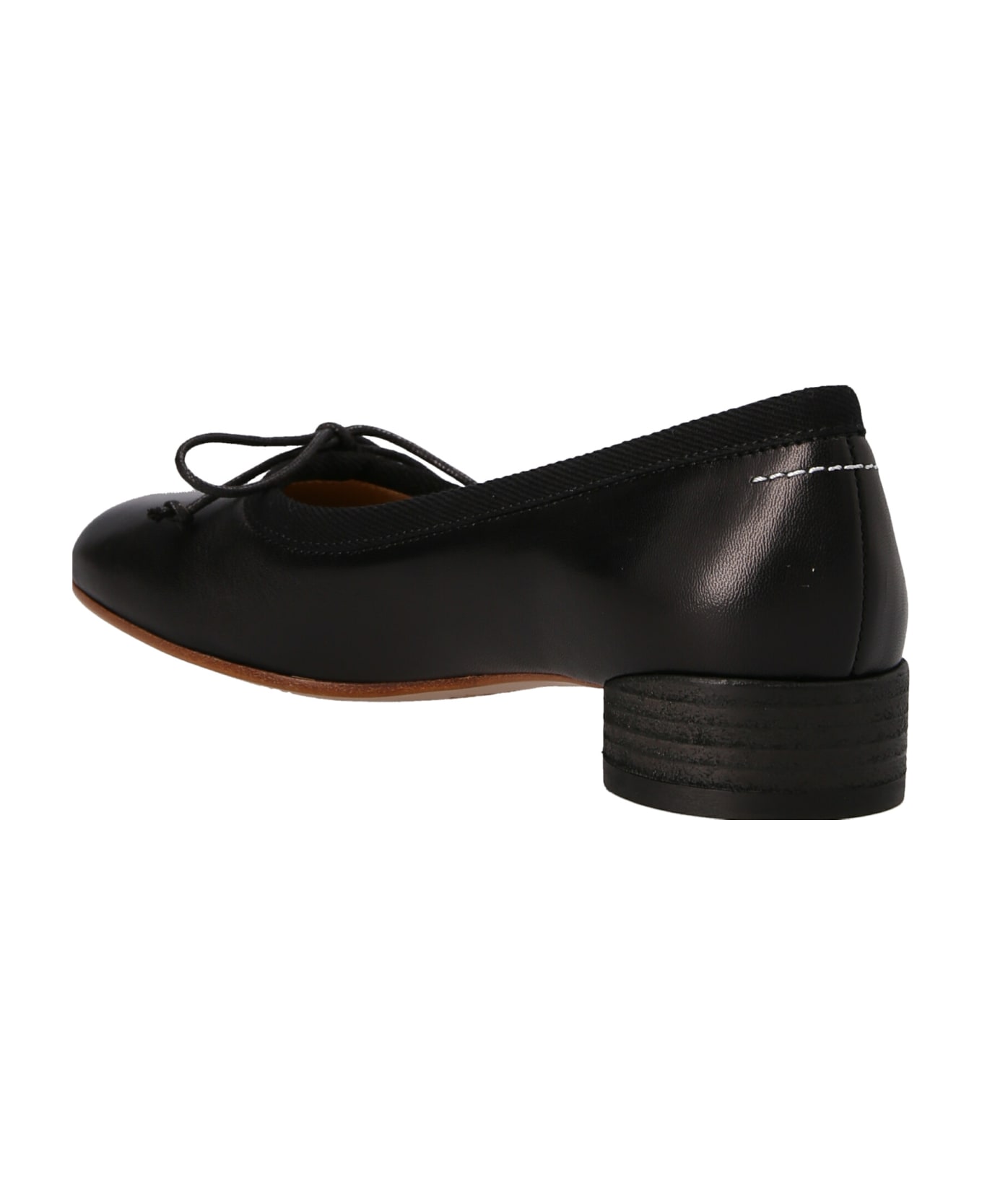 MM6 Maison Margiela Leather Ballet Flats - Black