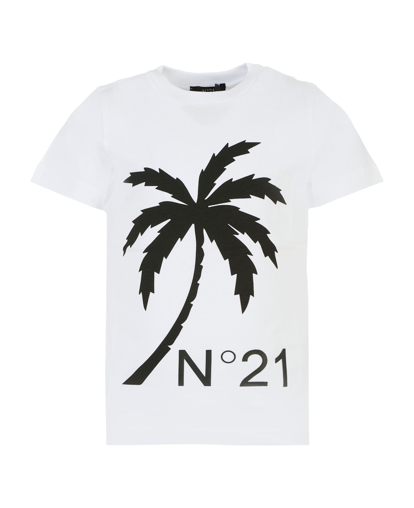 N.21 White T-shirt For Boy With Palm Tree - White Tシャツ＆ポロシャツ