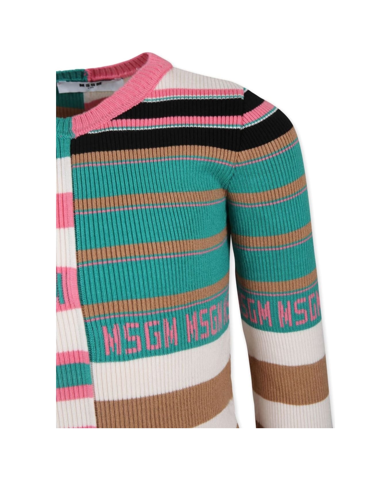 MSGM Abito A Coste Con Logo - Multicolor