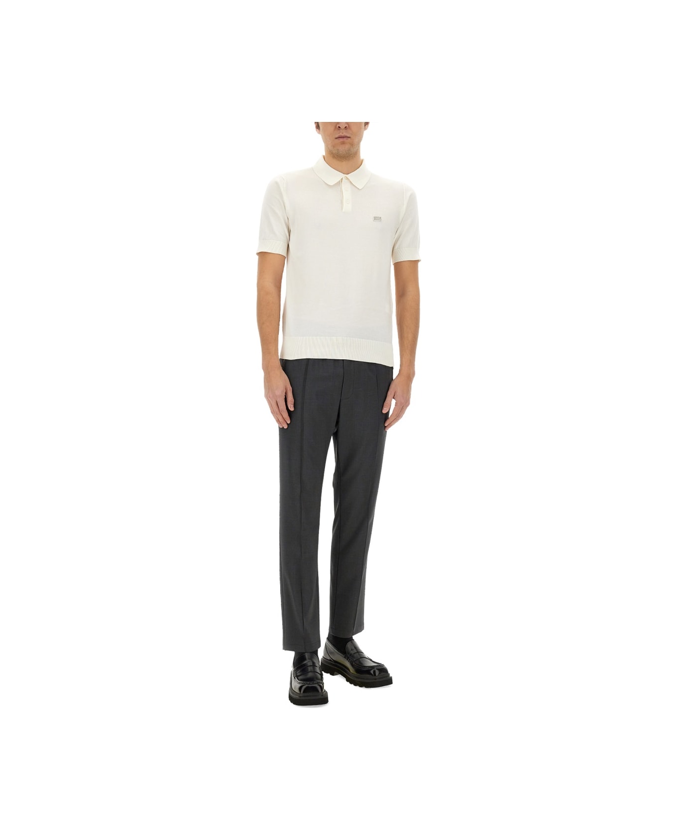 Dolce & Gabbana Polo With Logo - Bianco