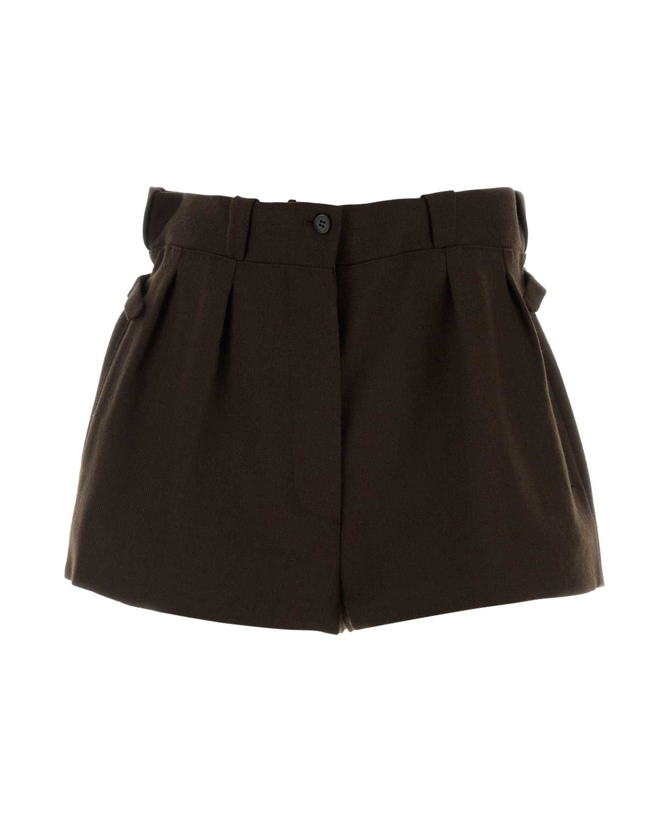 Prada Brown Wool Shorts - EBANO