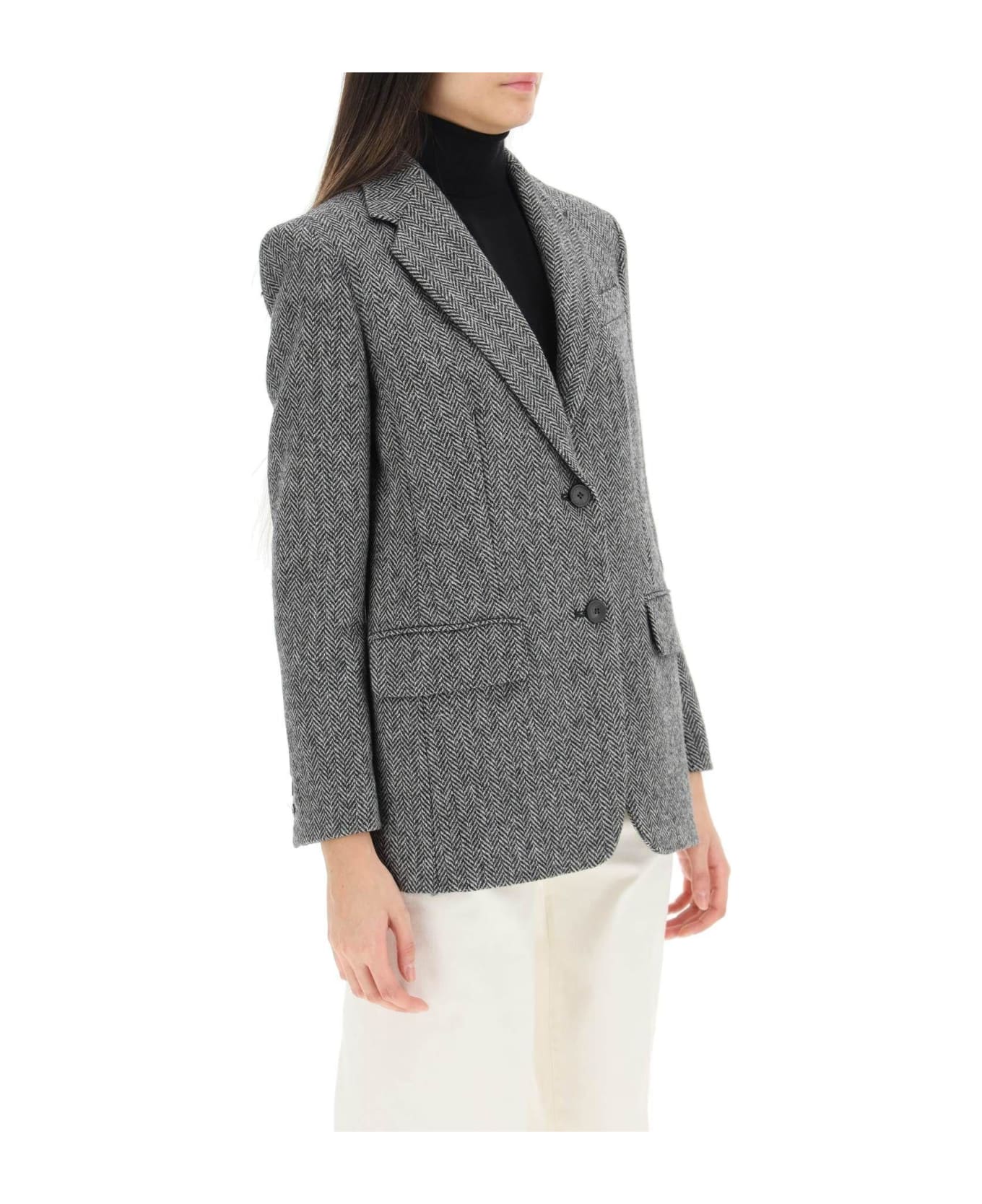 Weekend Max Mara 'caldaia' Herringbone Wool Blazer - Floreale