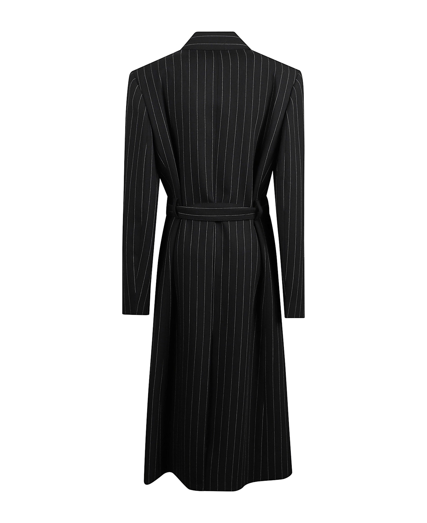 Acne Studios Long Coat With Belt At The Waist - Black