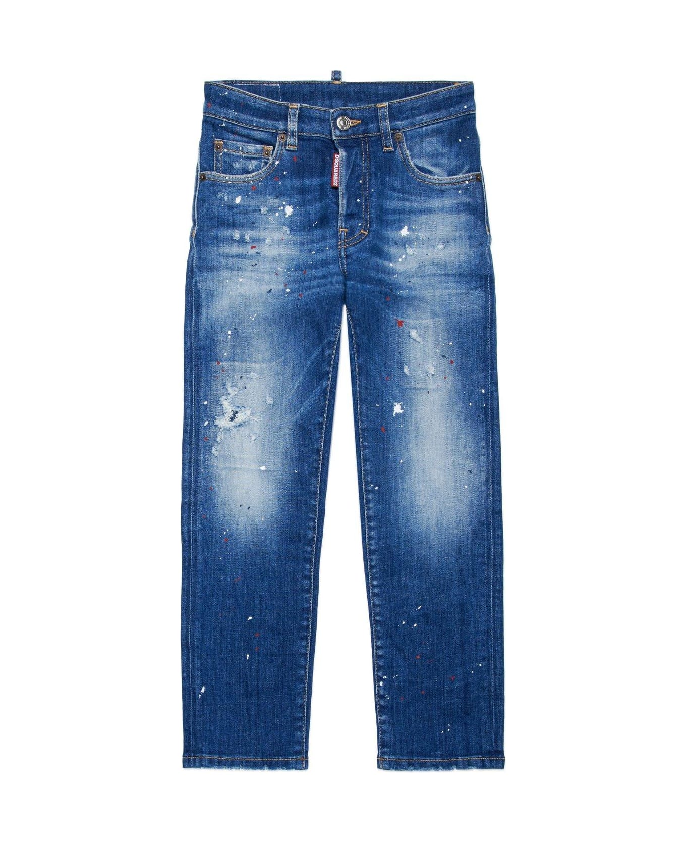 Dsquared2 Distressed Straight-leg Jeans - Blue