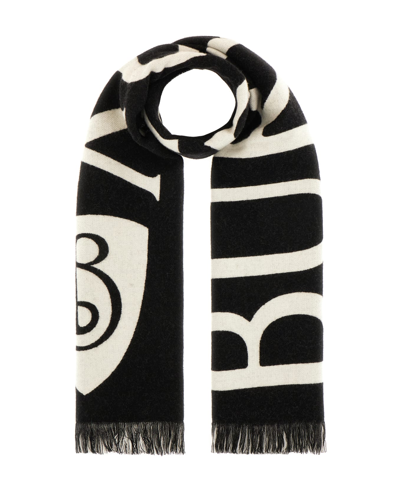 Burberry Embroidered Wool Scarf - BLACK CALICO