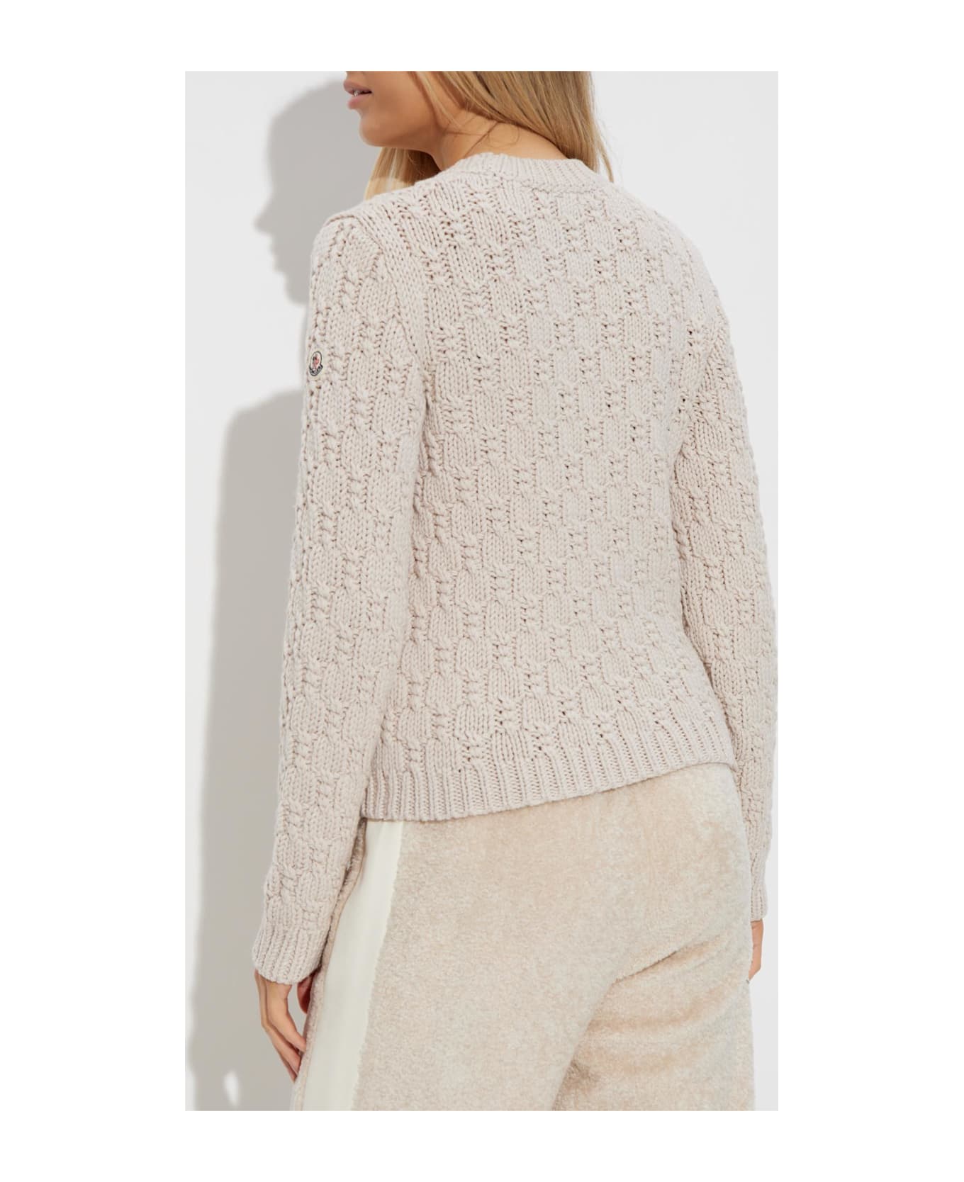 Moncler Sweater With Decorative Knit - NEUTRALS