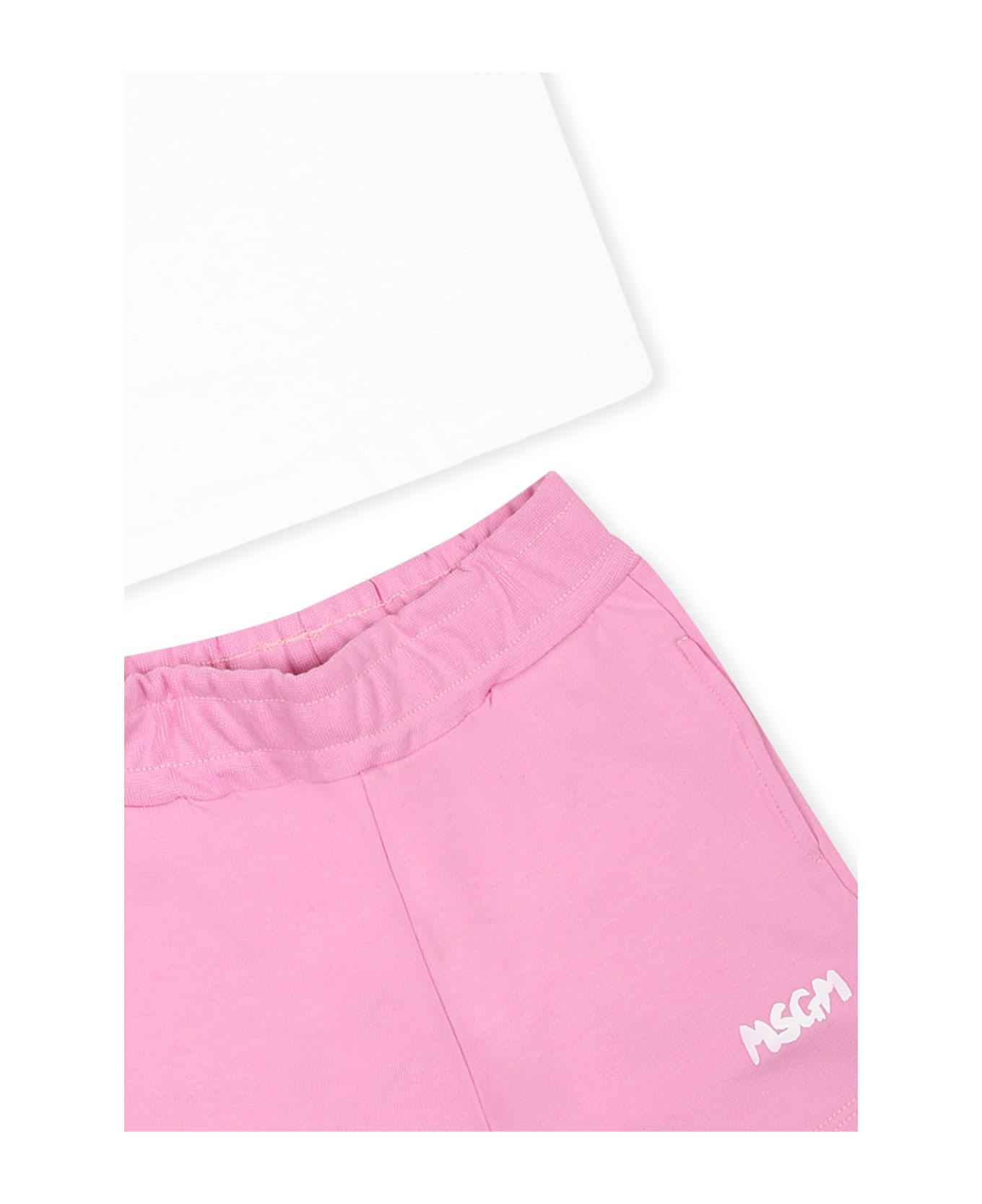 MSGM Pink Suit For Baby Girl With Logo - Pink