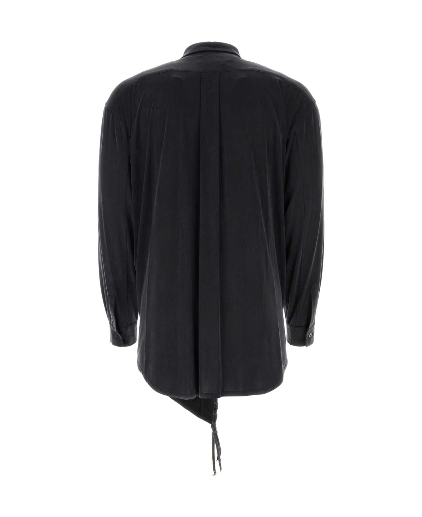 Magliano Slate Stretch Cupro Oversize Shirt - CELENTANOBLACK
