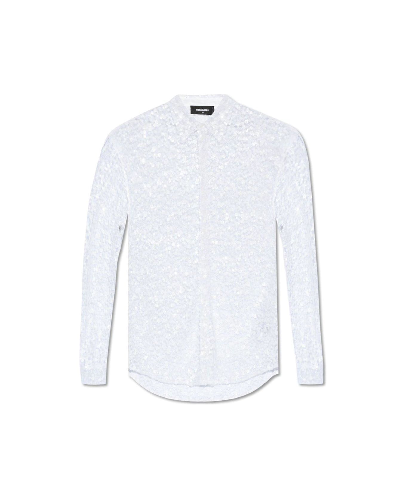 Dsquared2 Sequin Embellished Semi-sheer Shirt - WHITE