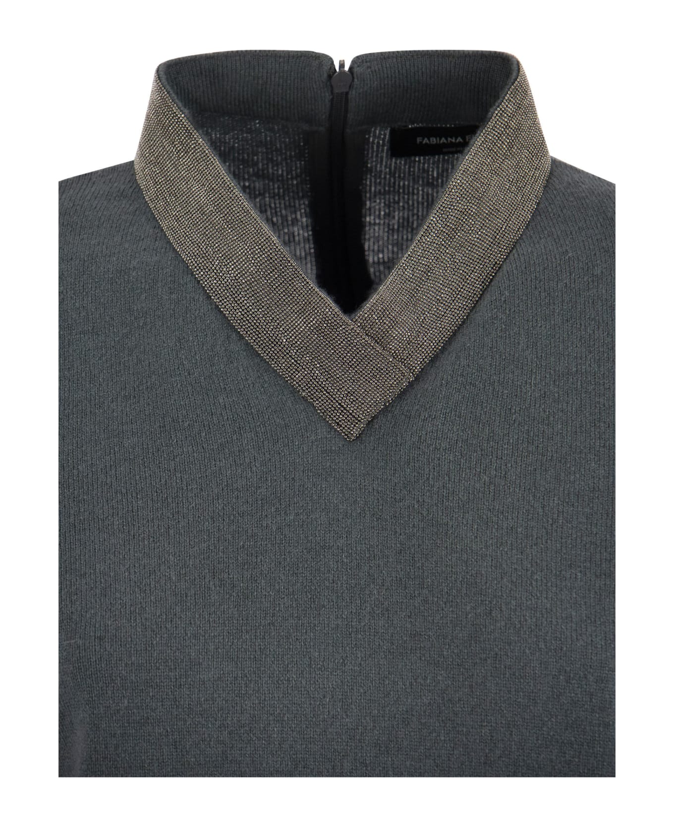Fabiana Filippi V-neck Sweater With Necklace - Avio