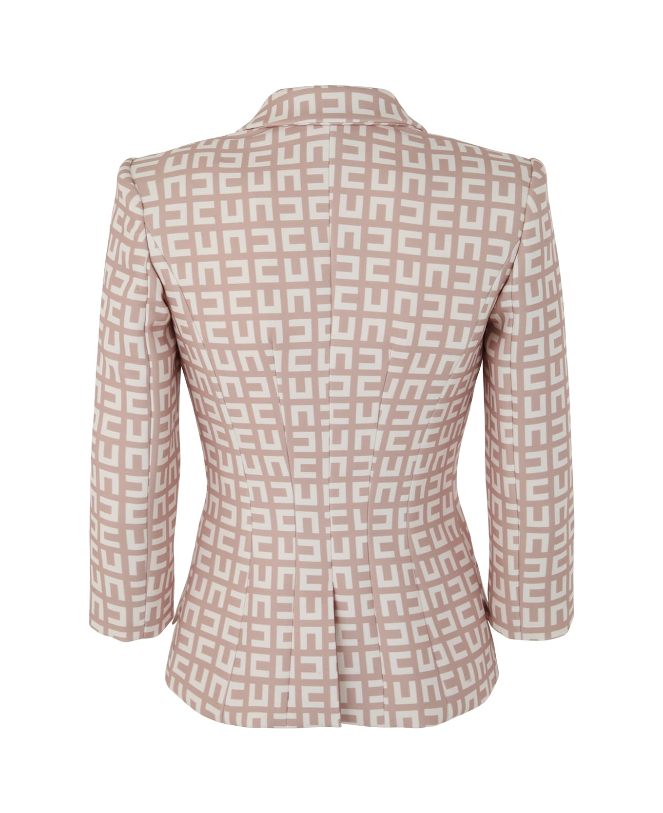 Elisabetta Franchi Double Breasted Jacket With Logo - Nude Butter