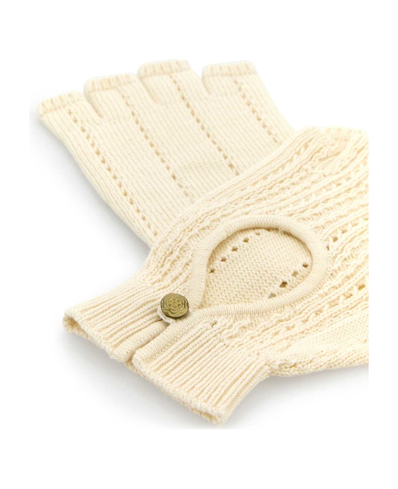 Valentino Garavani White Cotton Blend Fingerless Gloves - BETULLA