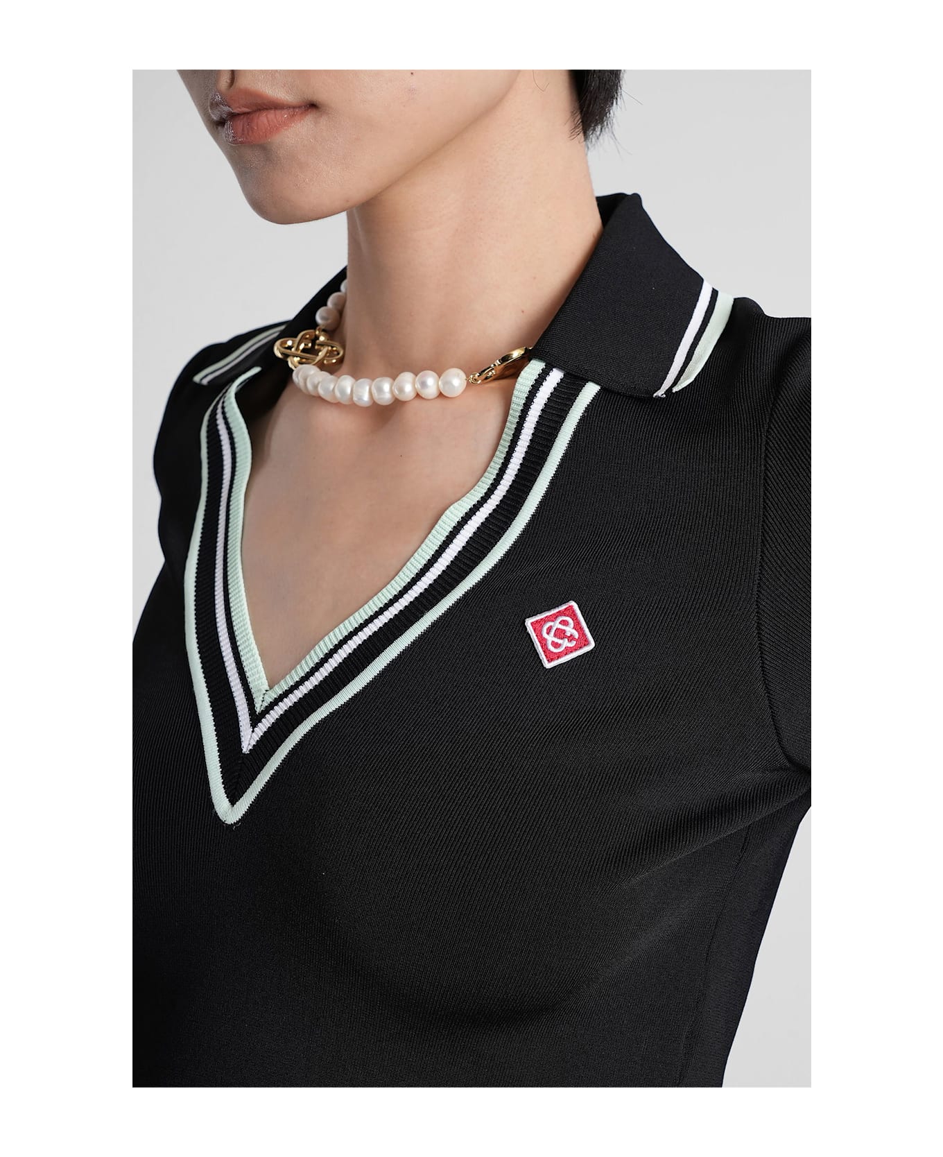 Casablanca Polo In Black Viscose - black