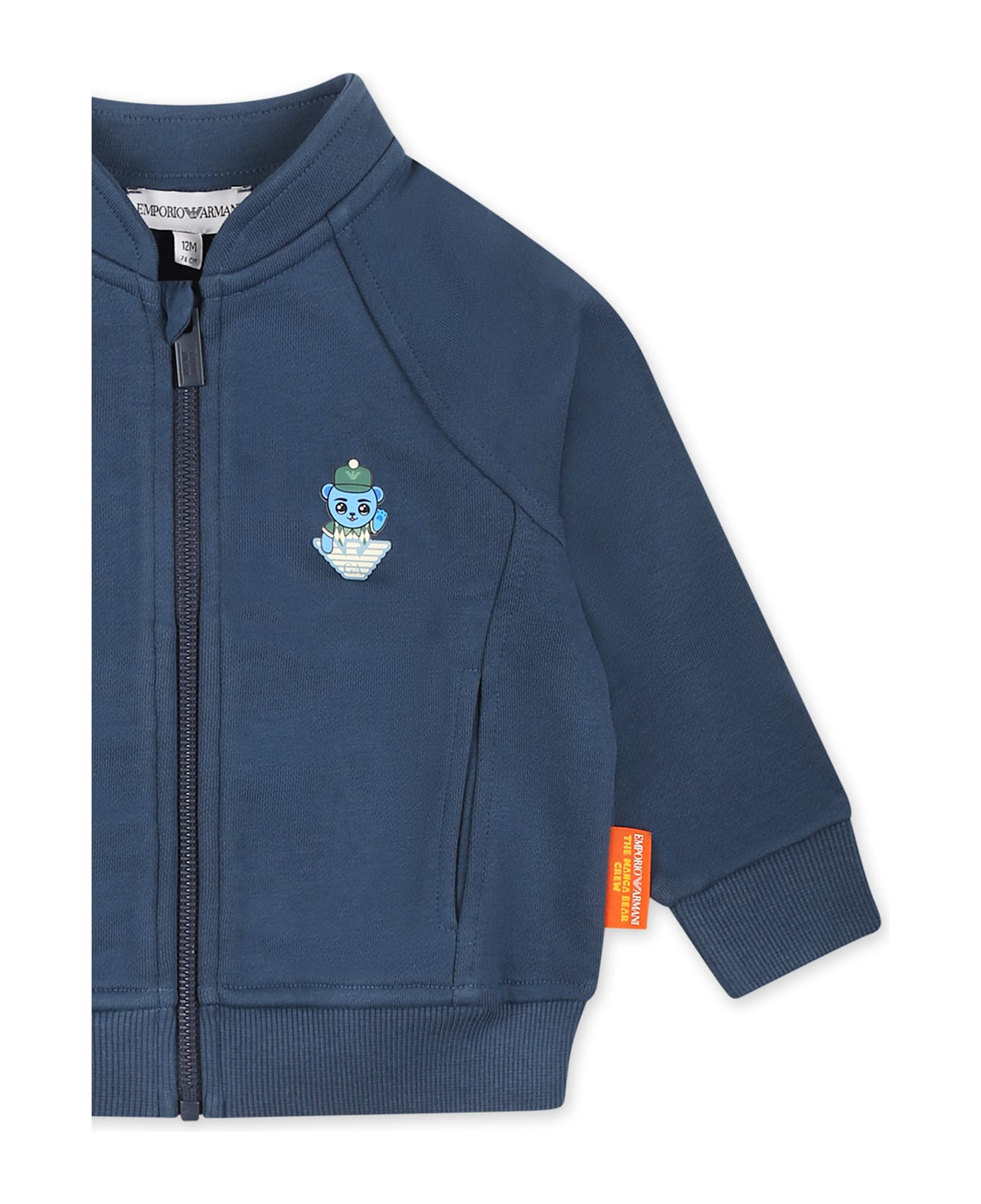 Emporio Armani Blue Sweatshirt For Baby Boy With Manga Bear - Blue