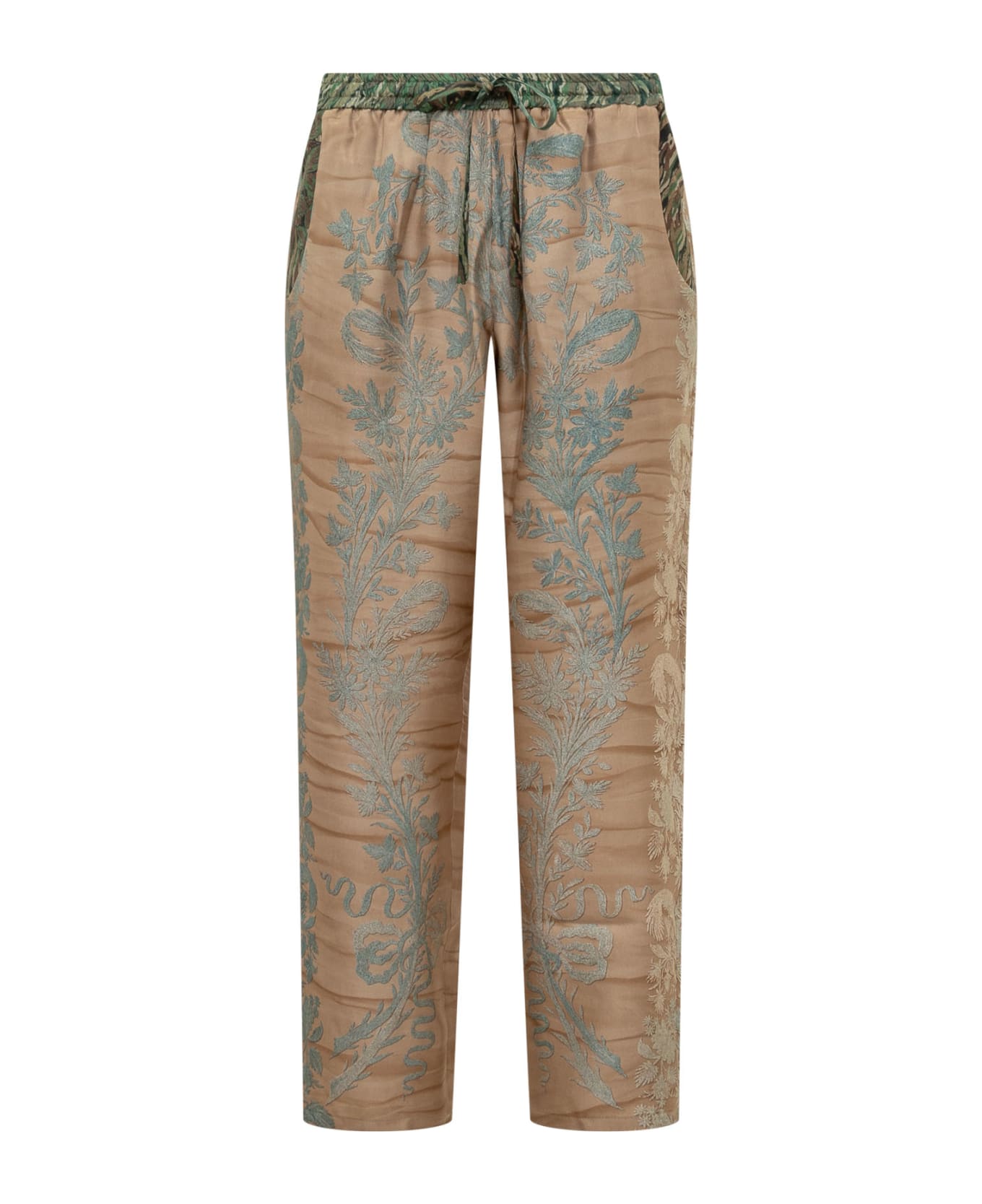 Pierre-Louis Mascia Silk Pants With Floral Print - CIPRIA AZZURRO ボトムス