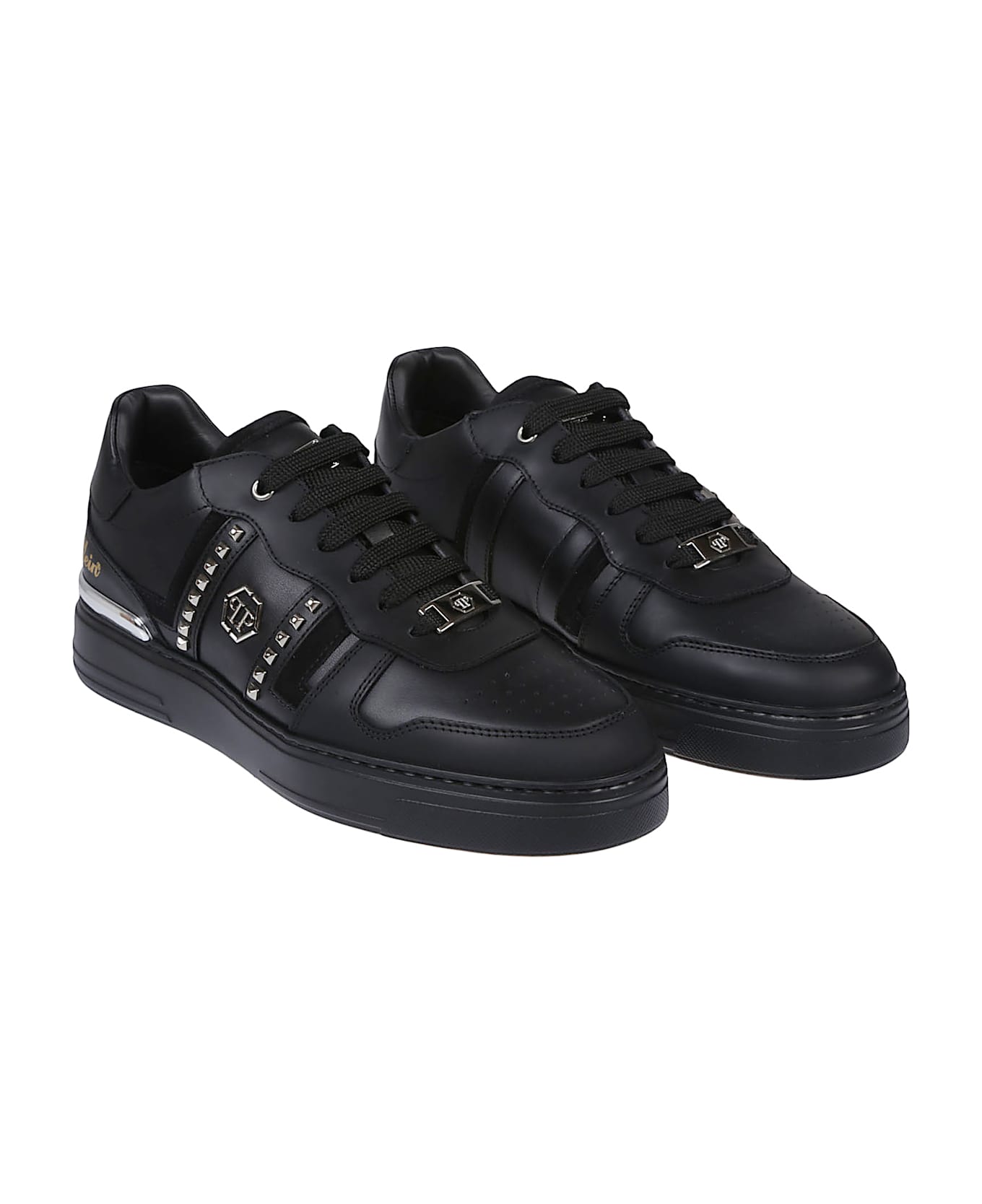 Philipp Plein Mix Cut Studs Low Top Sneakers - Black/black
