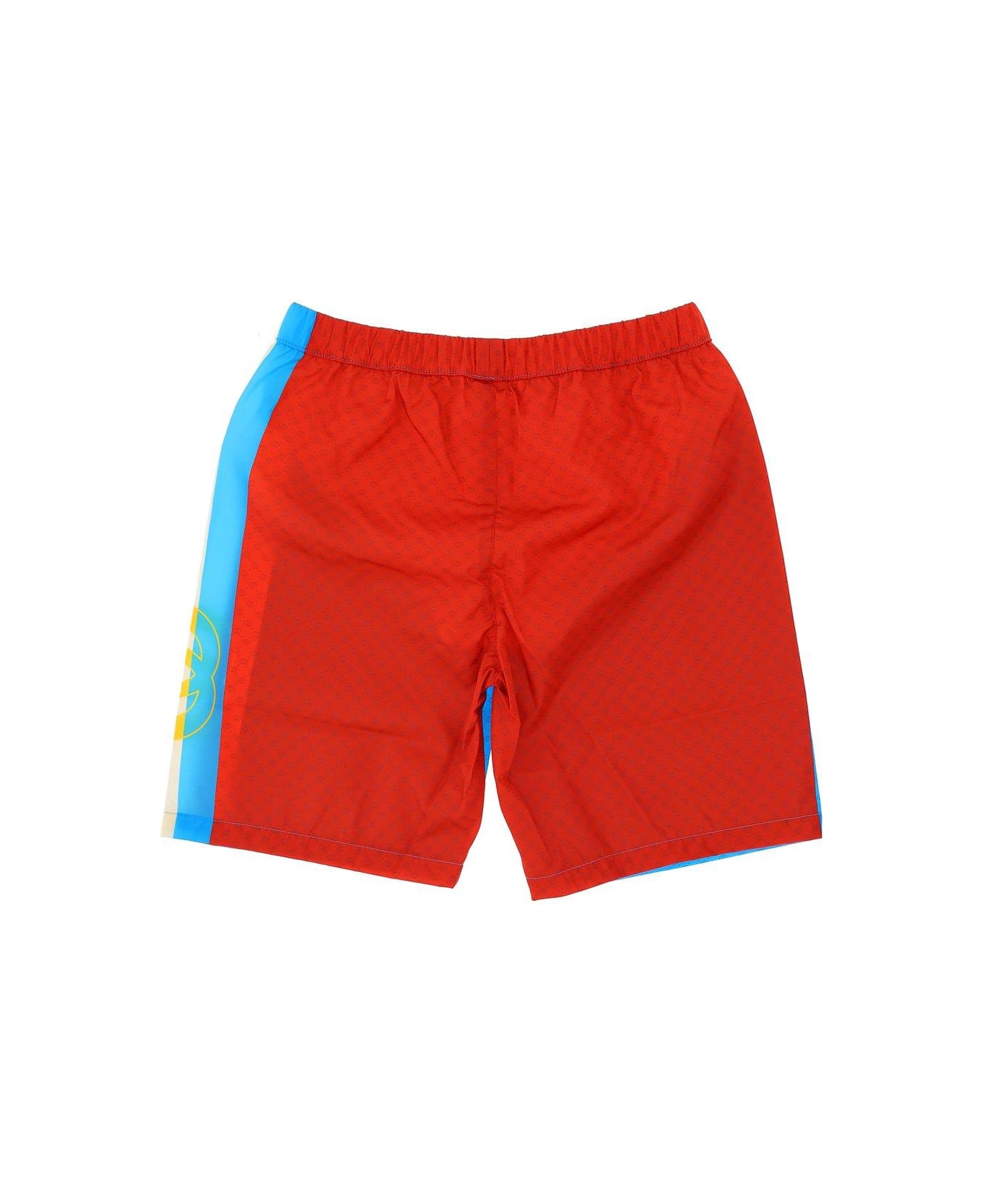 Gucci Logo Printed Swim Shorts - Blue Red