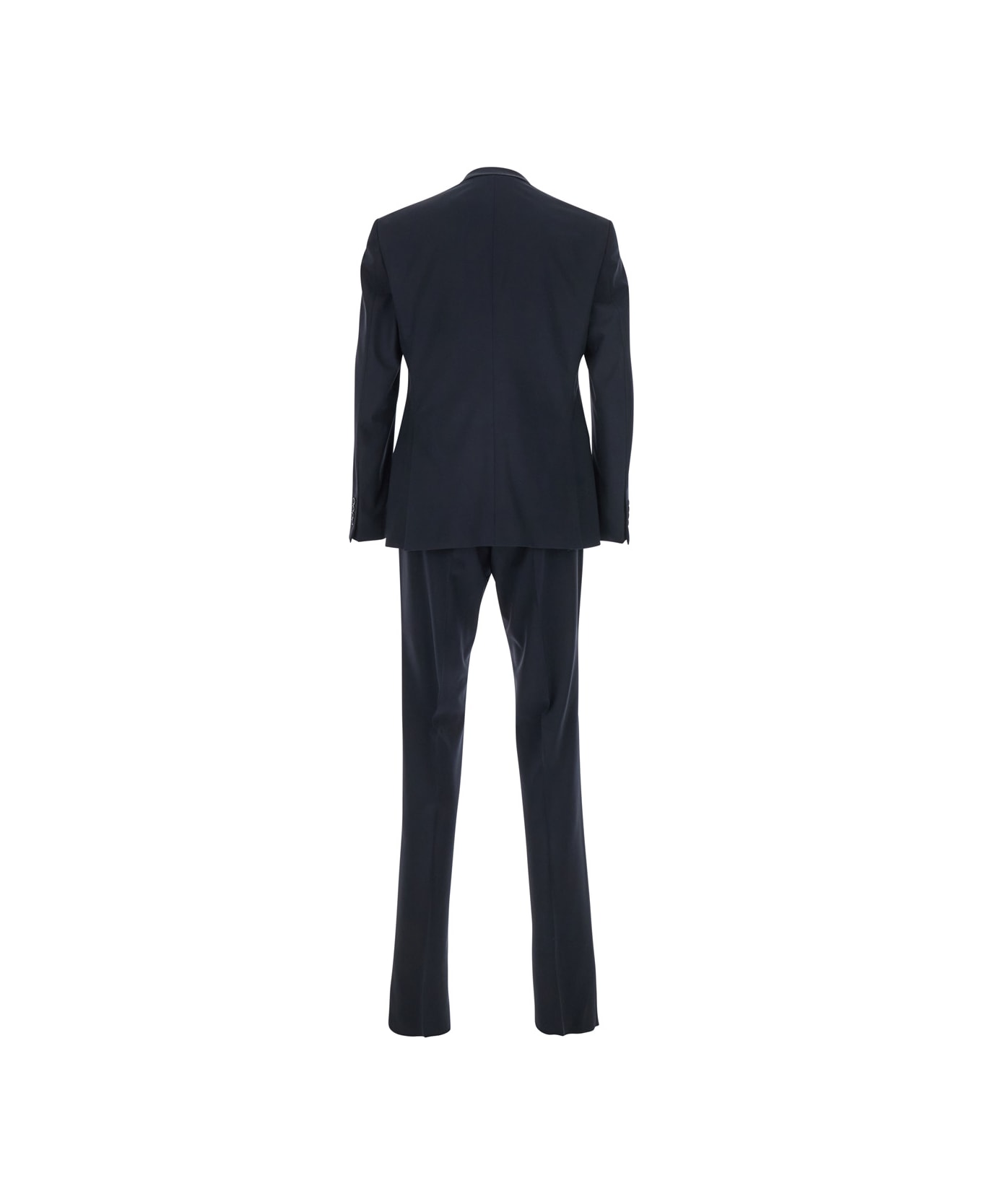 Emporio Armani Blue Double-breasted Suit With Classic Revers In Wool Man - Blu