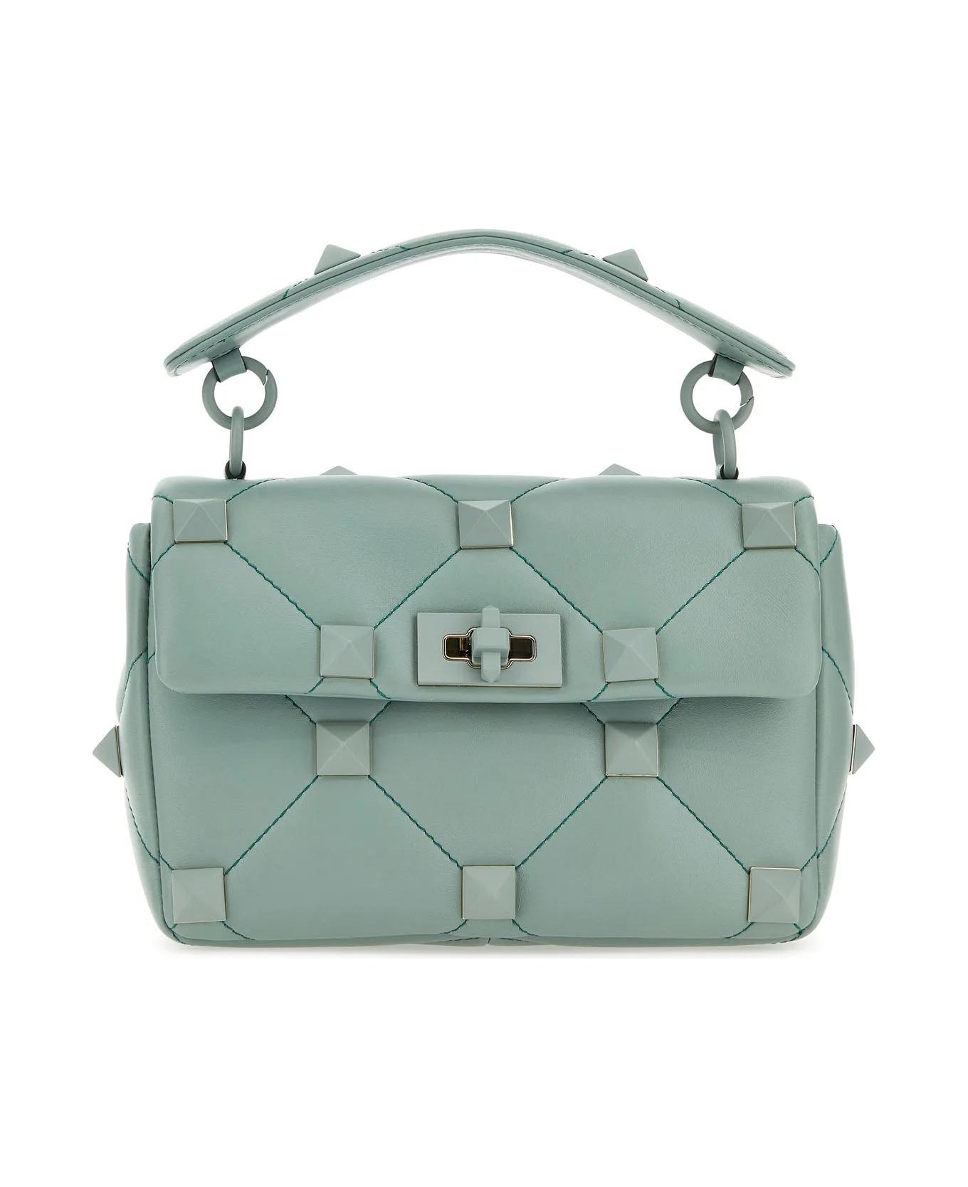 Valentino Garavani Sea Green Nappa Leather Medium Roman Stud Handbag - Green