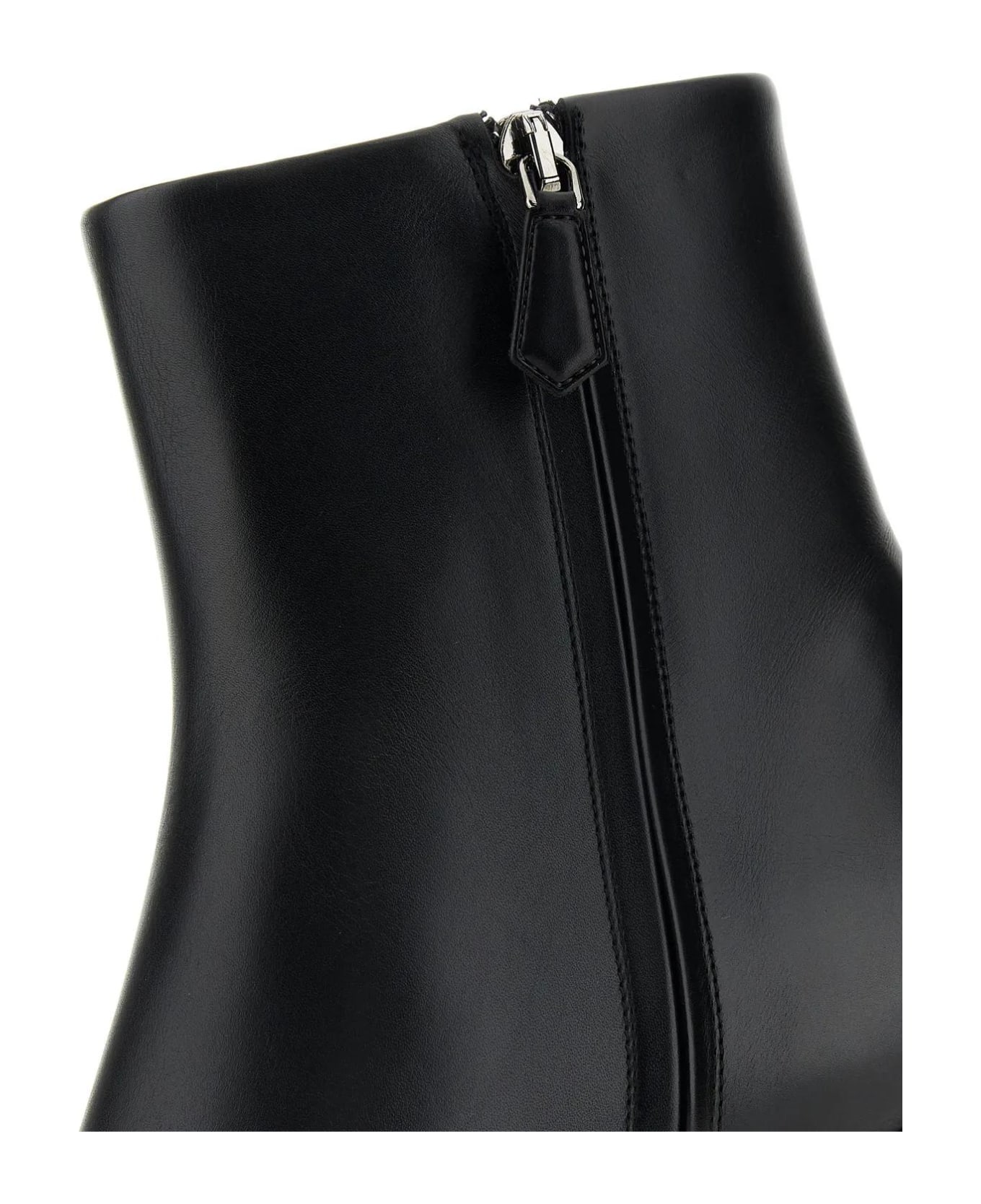 Prada Black Leather Ankle Boots - NERO