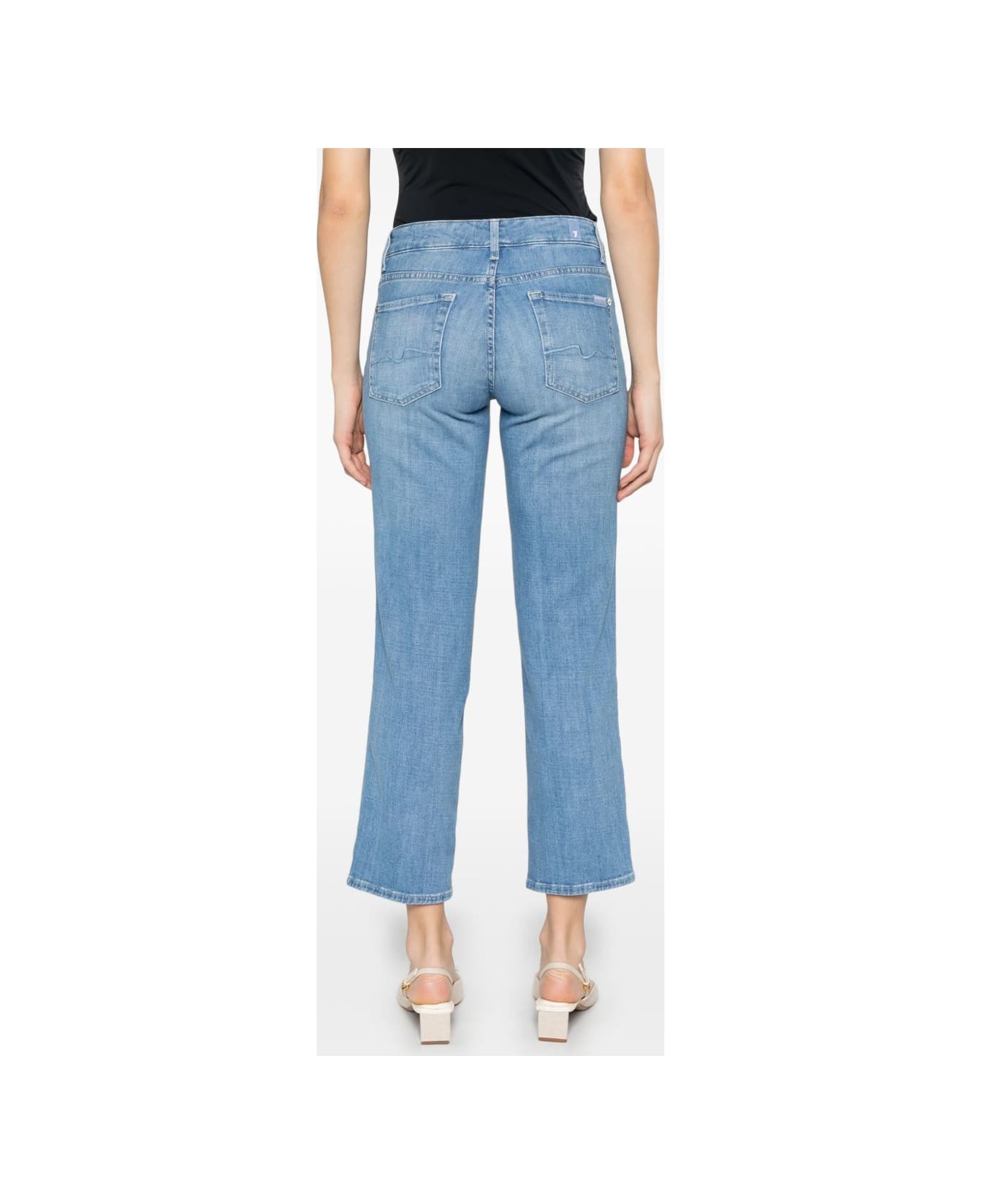 7 For All Mankind Calie Straighnt Cropped Jeans - Clear Blue
