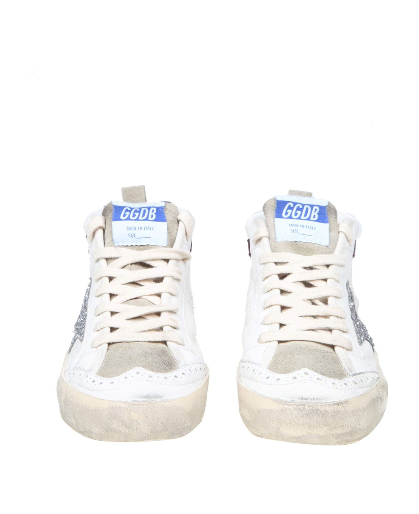 Golden Goose Mid Star Sneakers In White Leather - Bianco