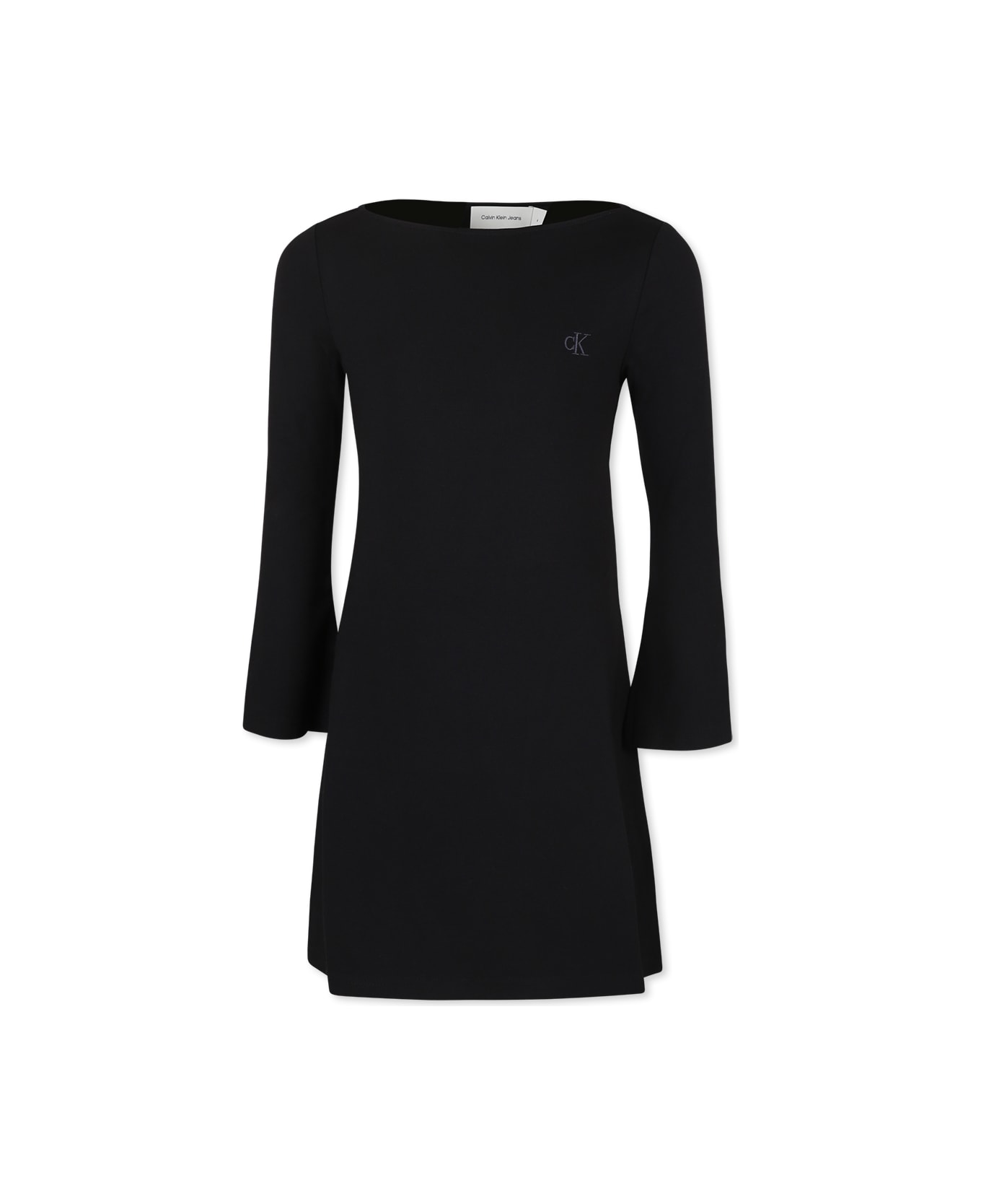 Calvin Klein Black Dress For Girl With Logo - Black