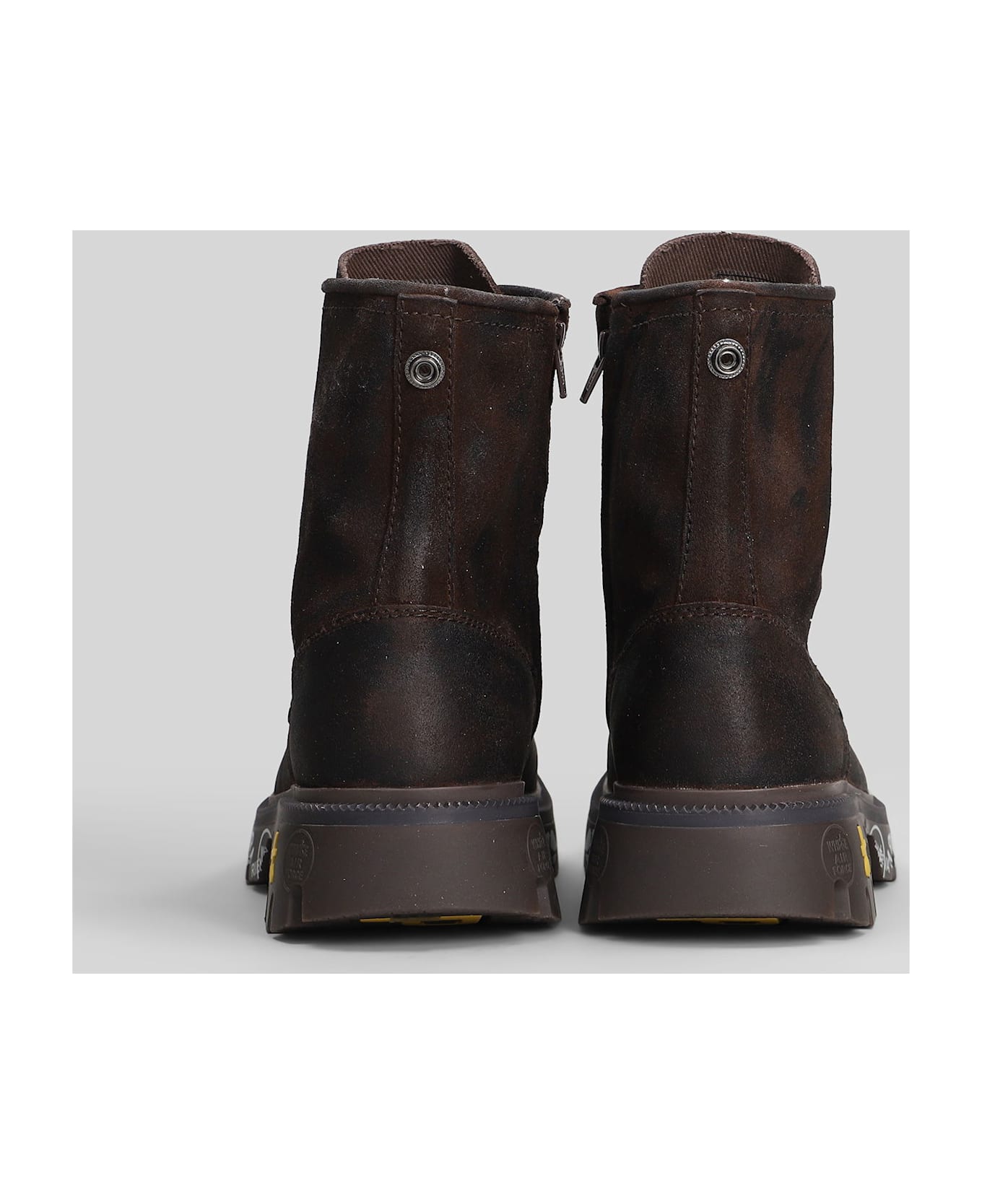 Premiata Brixton Combat Boots In Brown Nubuck - brown