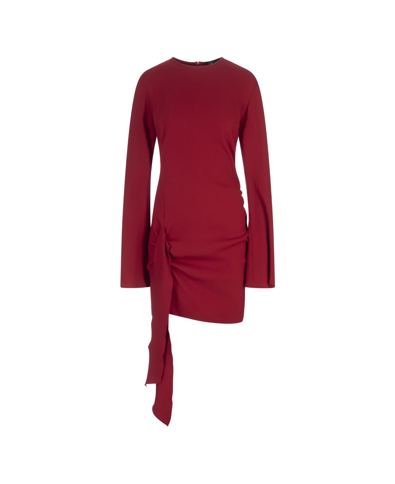 Blumarine Red Short Dress With Long Sleeves And Bow Detail - Rosso