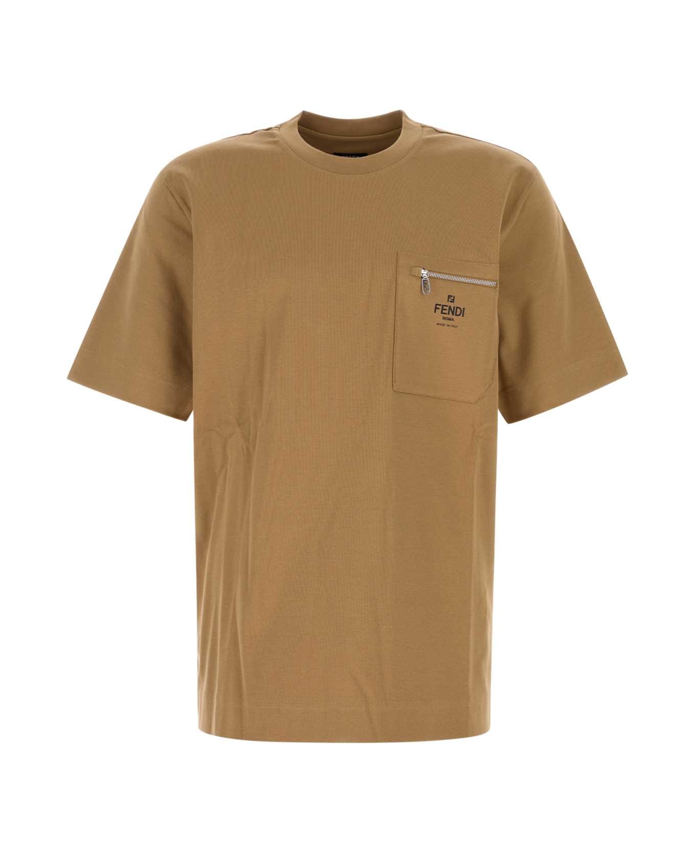 Fendi Camel Cotton T-shirt - CAMEL